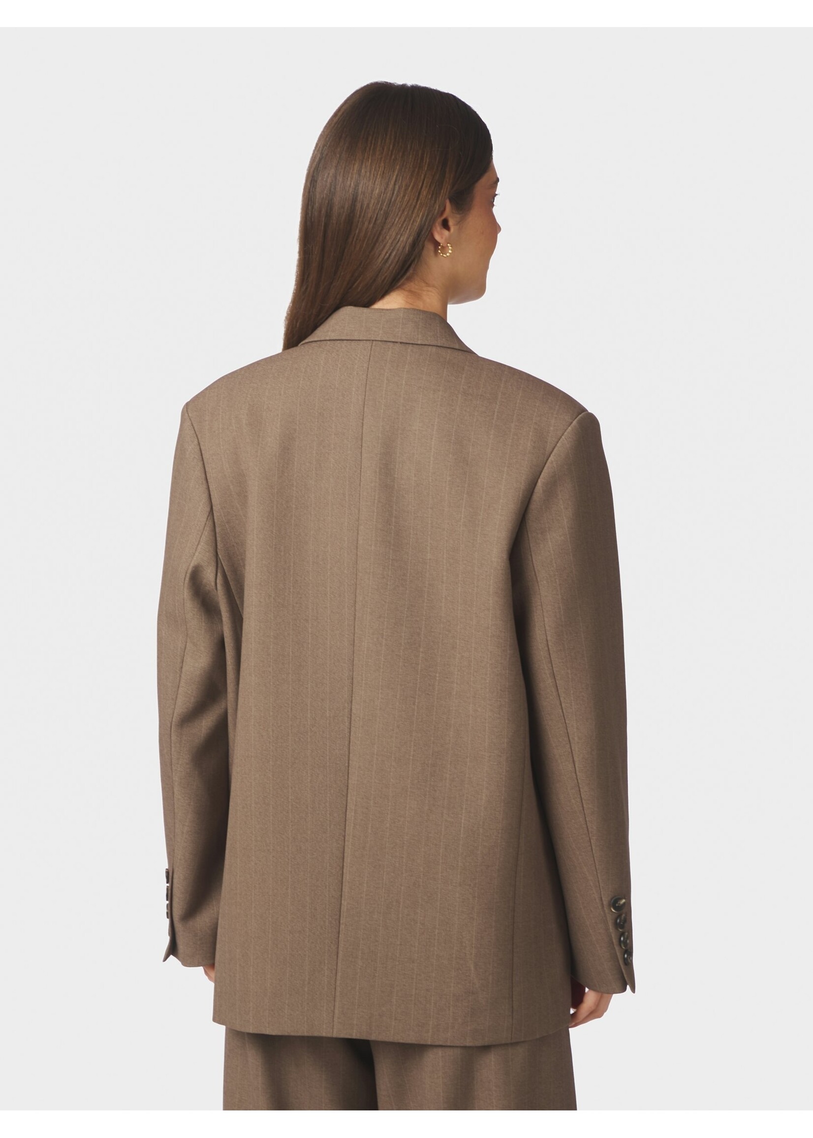 Neo Noir Neo Noir, Gaby Pinstripe Blazer, Taupe, size: