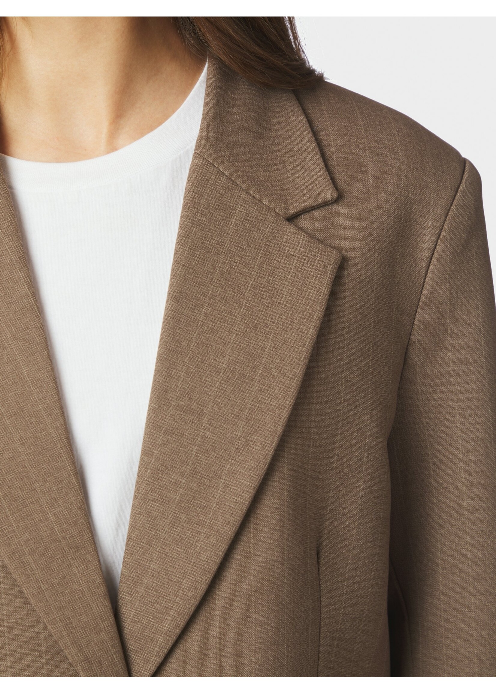 Neo Noir Neo Noir, Gaby Pinstripe Blazer, Taupe, size: