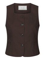Neo Noir Neo Noir, Yula Linen Waistcoat, Dark Brown, Size:
