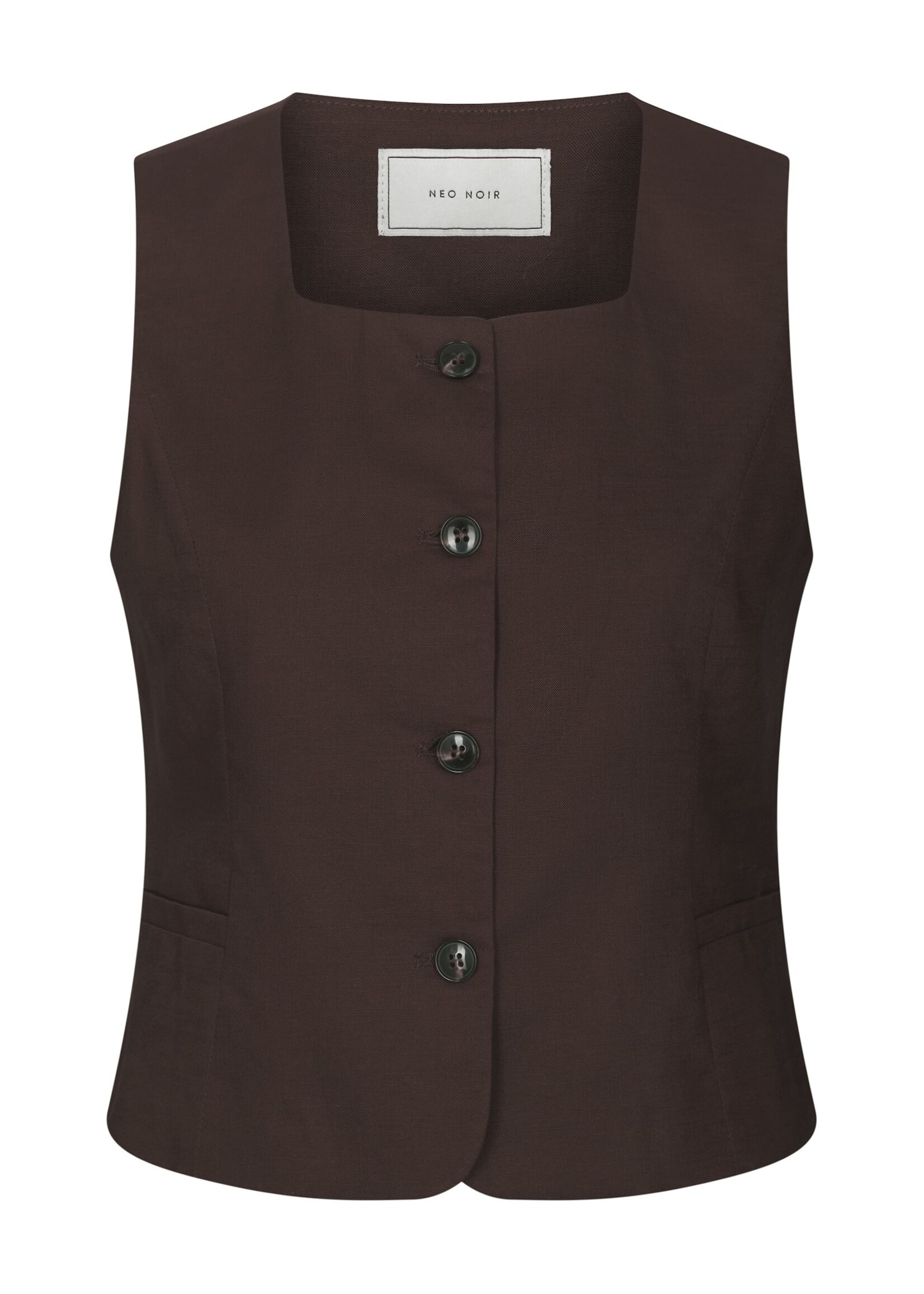 Neo Noir Neo Noir, Yula Linen Waistcoat, Dark Brown, Size: