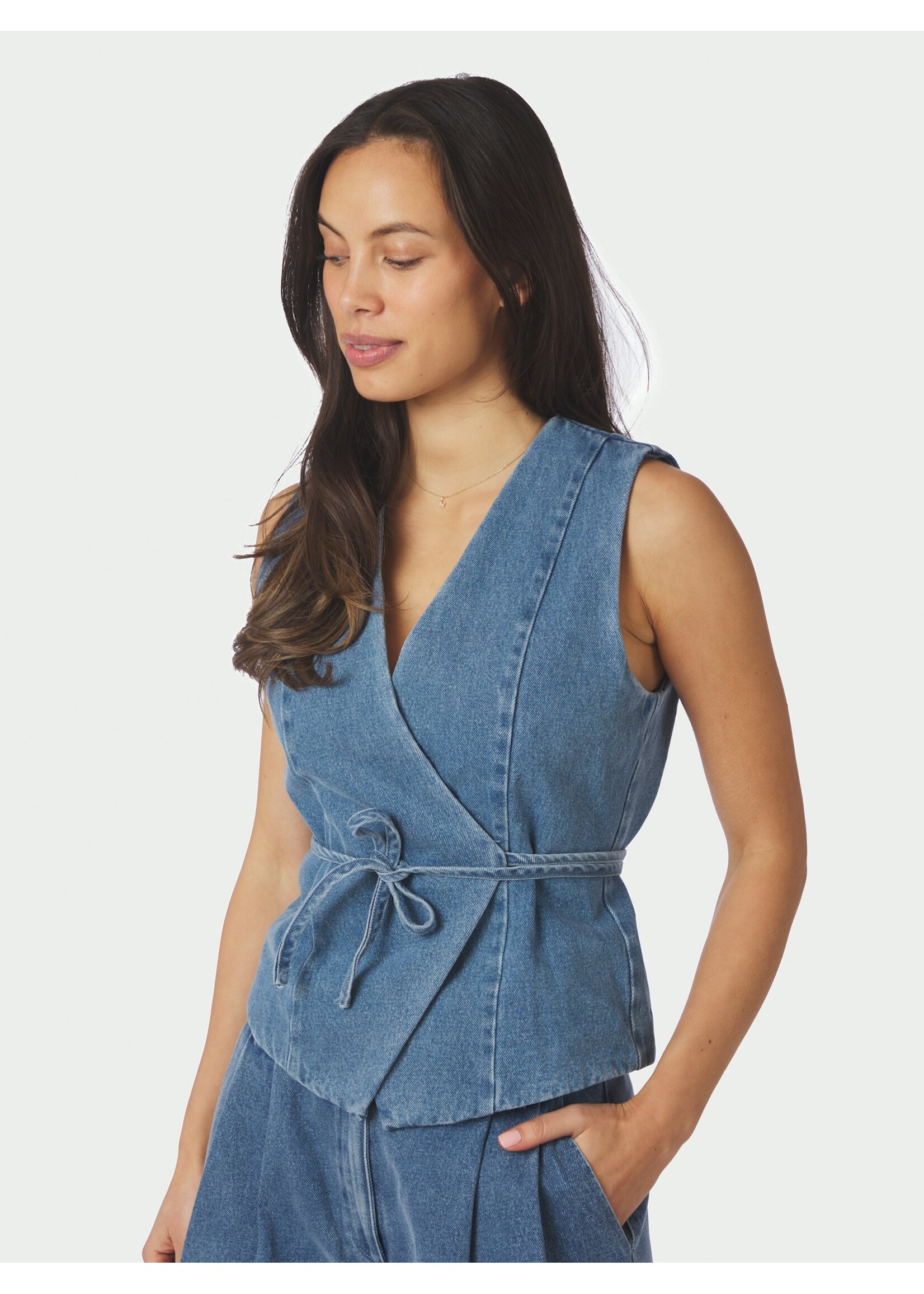 Neo Noir Neo Noir, Samara Denim Waistcoat, Blue, Size: