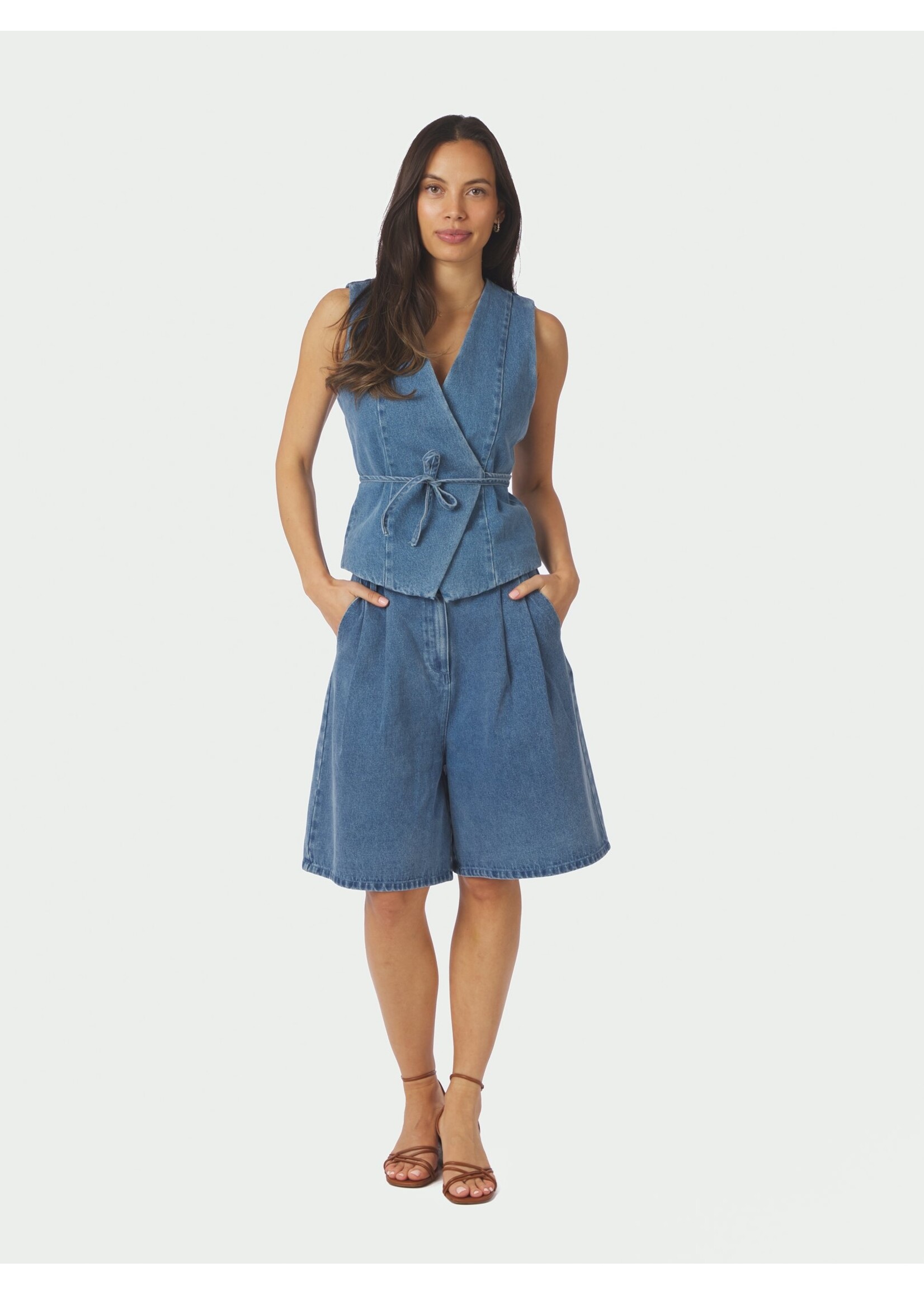 Neo Noir Neo Noir, Samara Denim Waistcoat, Blue, Size:
