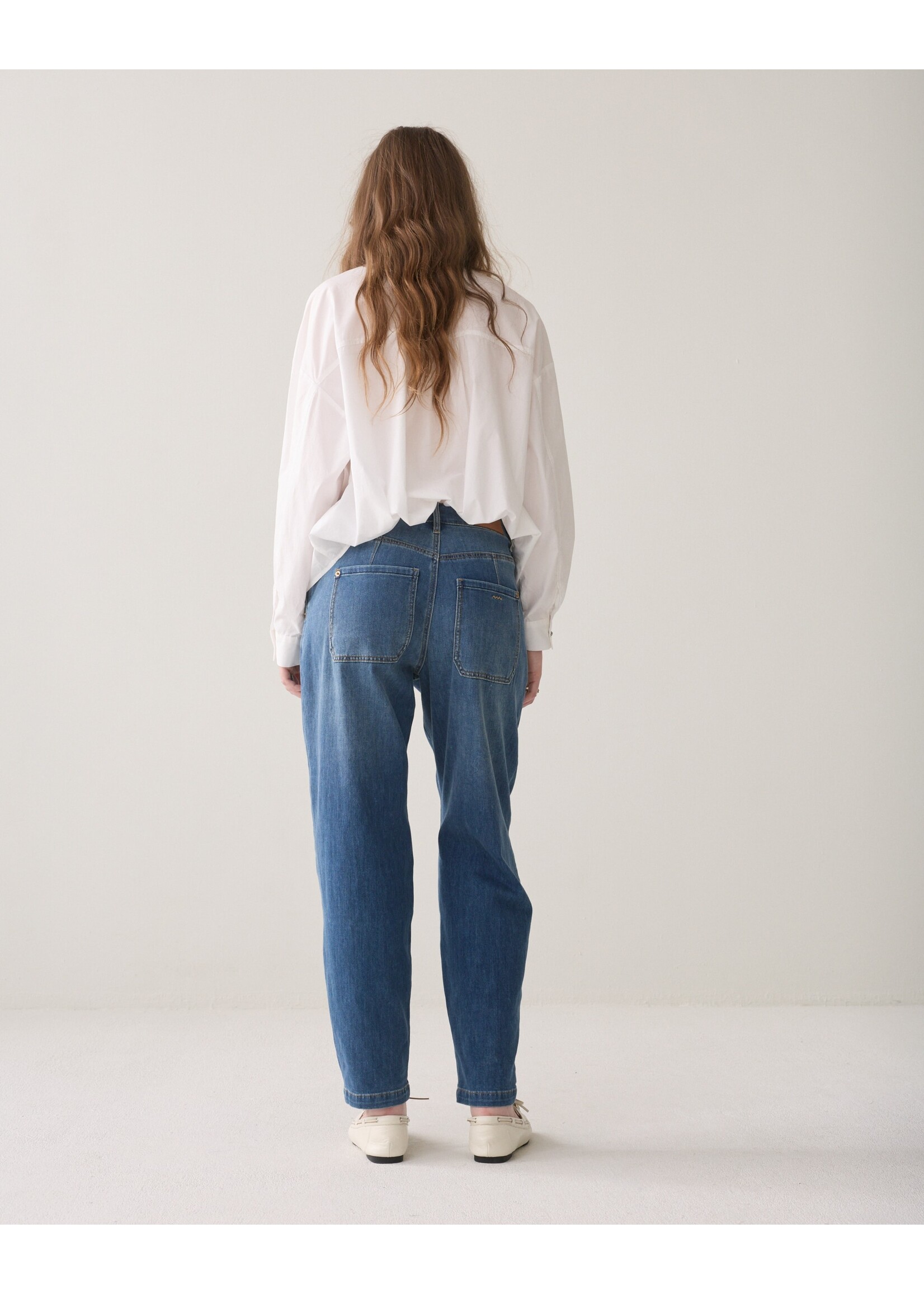 Summum Summum, Tapered jeans Soft fine twill, Dark blue denim, Size: