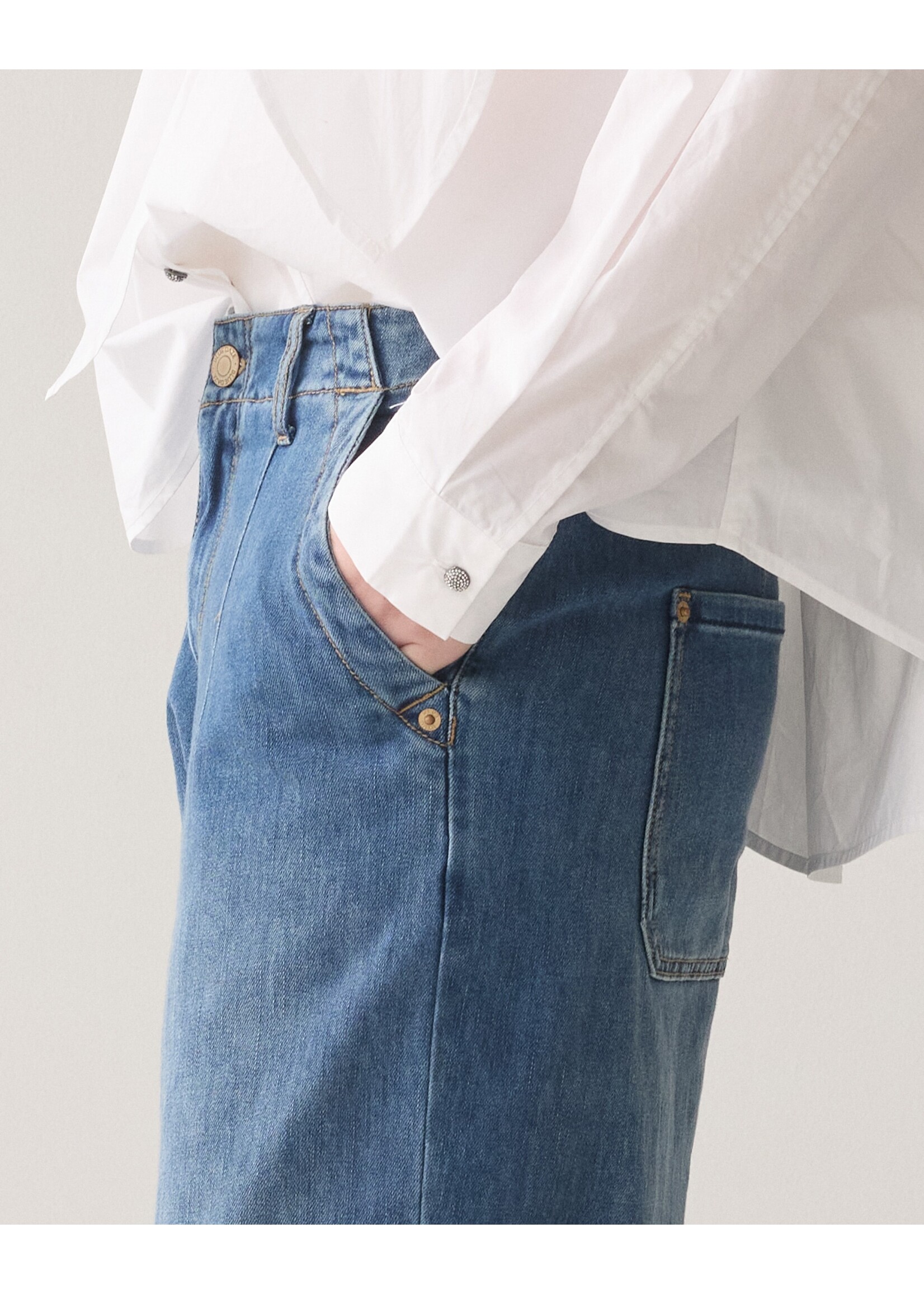 Summum Summum, Tapered jeans Soft fine twill, Dark blue denim, Size: