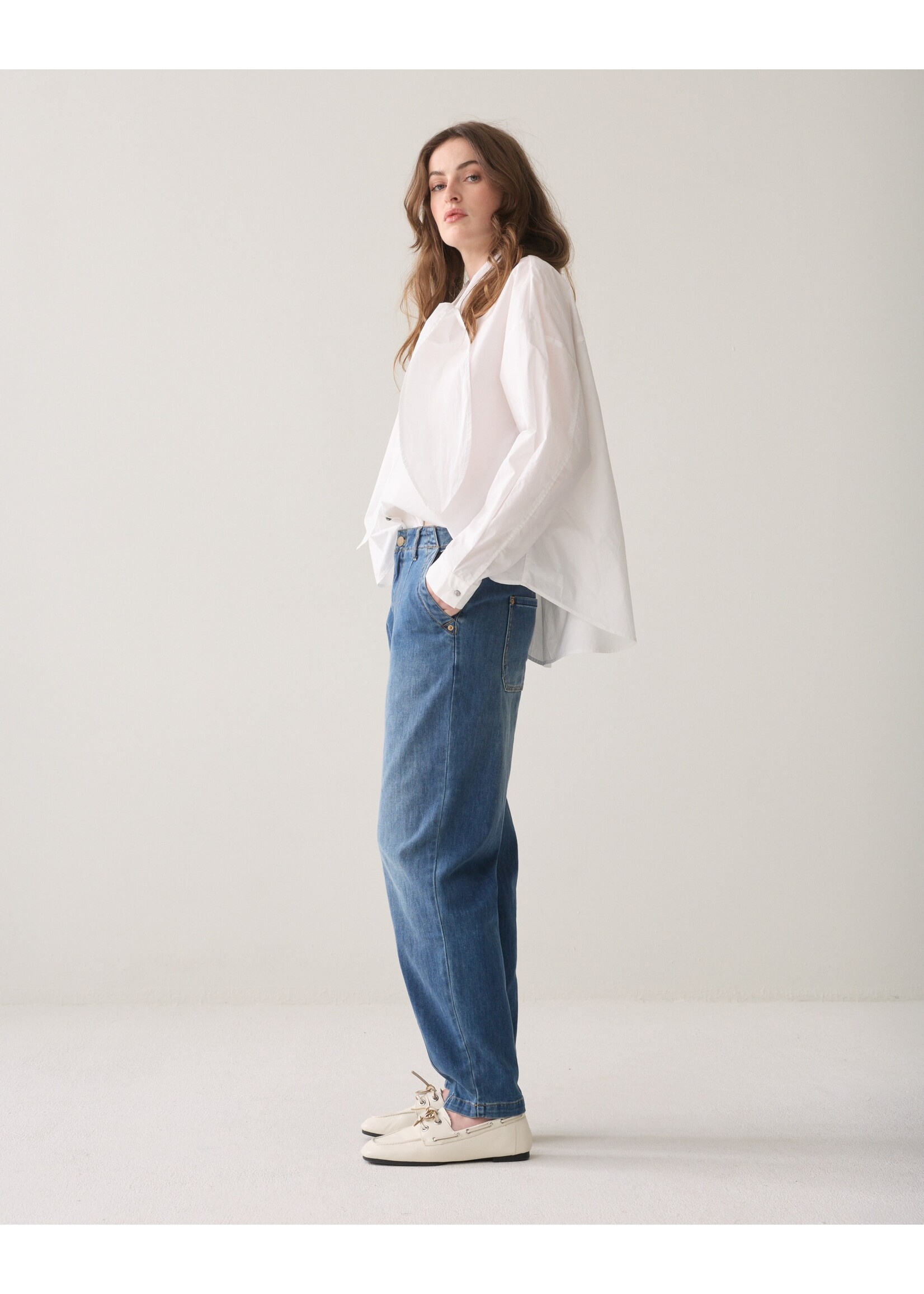 Summum Summum, Tapered jeans Soft fine twill, Dark blue denim, Size: