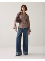 Summum Summum, Blouse Two tone stripe small, Dark Burgundy, size:
