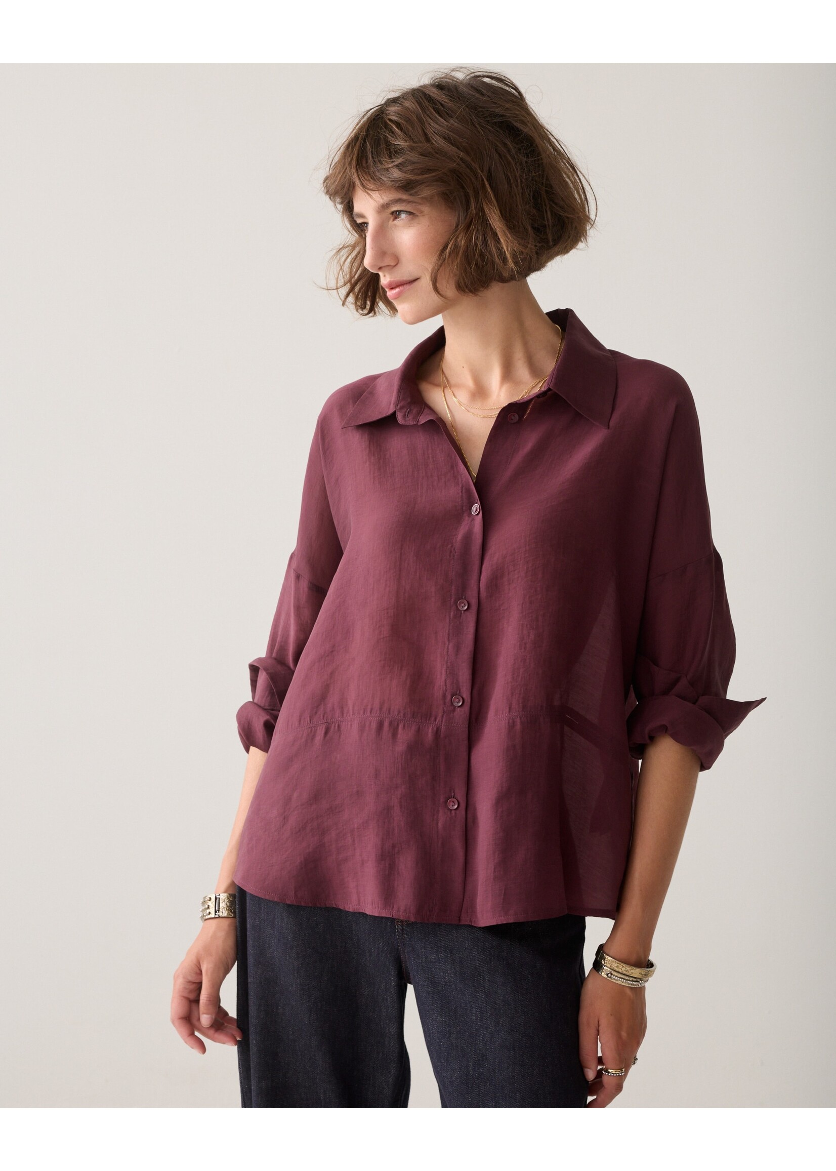 Summum Summum, Blouse Lyocell blend, Dark Burgundy, Size: