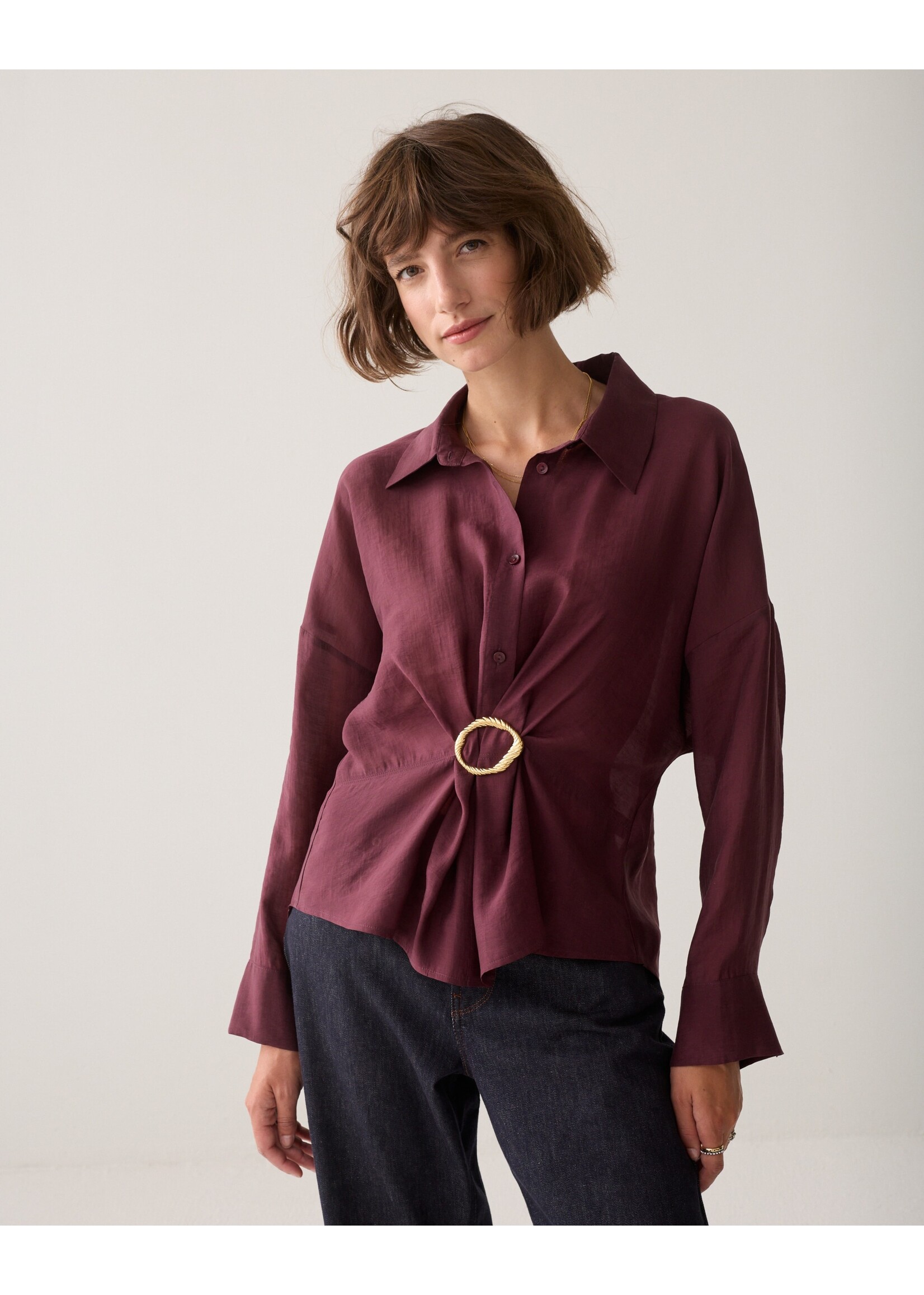 Summum Summum, Blouse Lyocell blend, Dark Burgundy, Size: