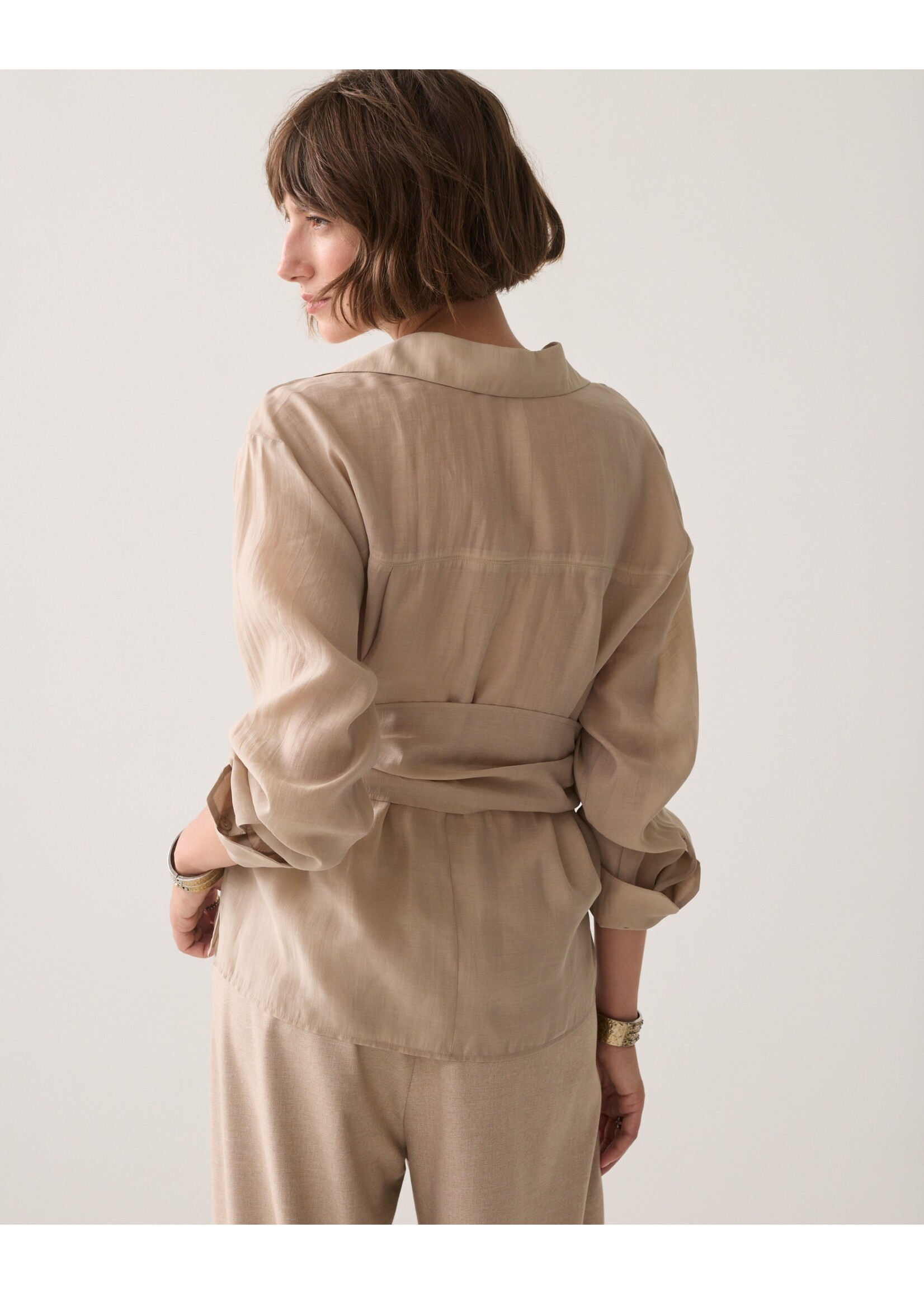 Summum Summum, Blouse wrap Lyocell blend, Light taupe, Size: