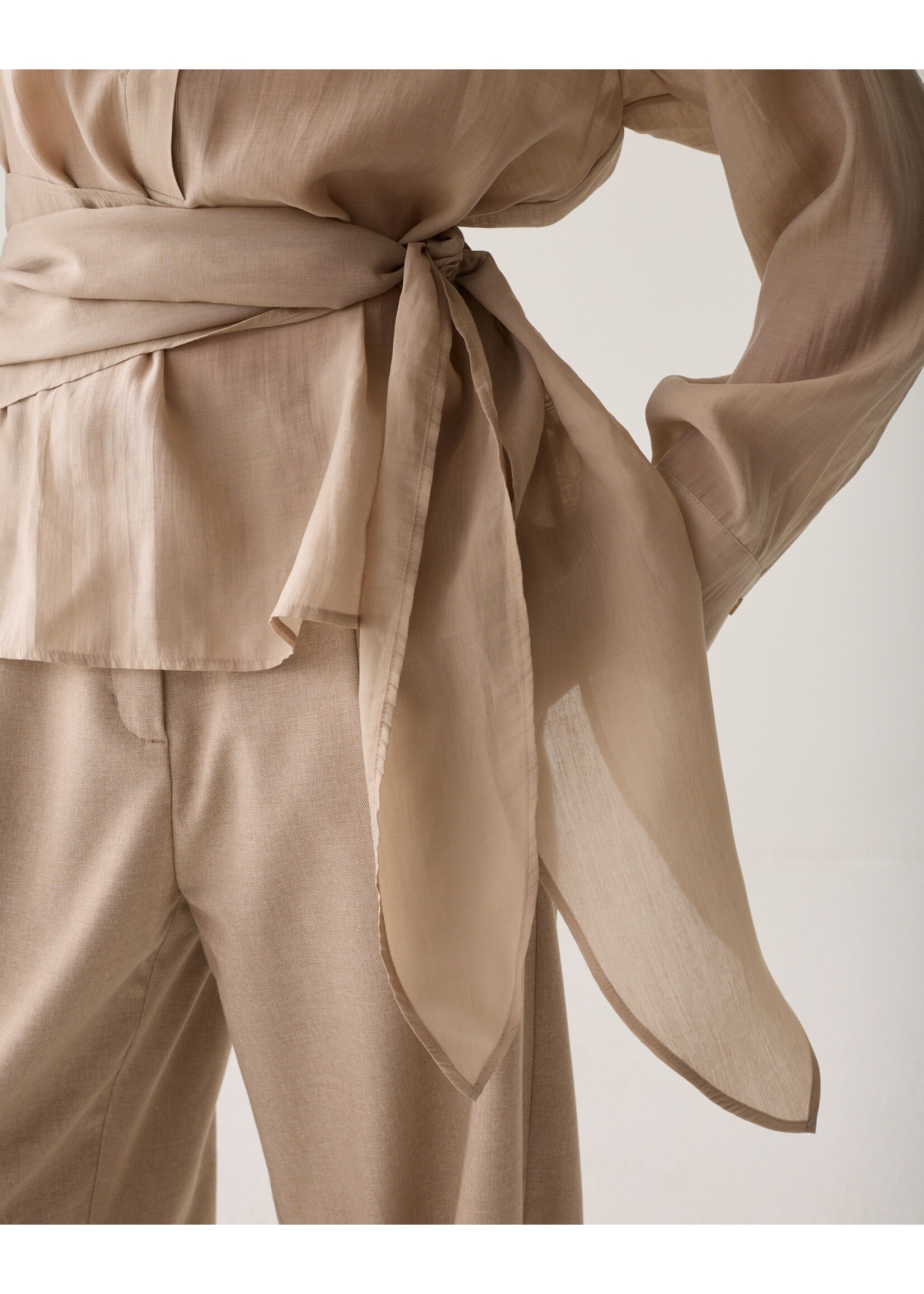 Summum Summum, Blouse wrap Lyocell blend, Light taupe, Size: