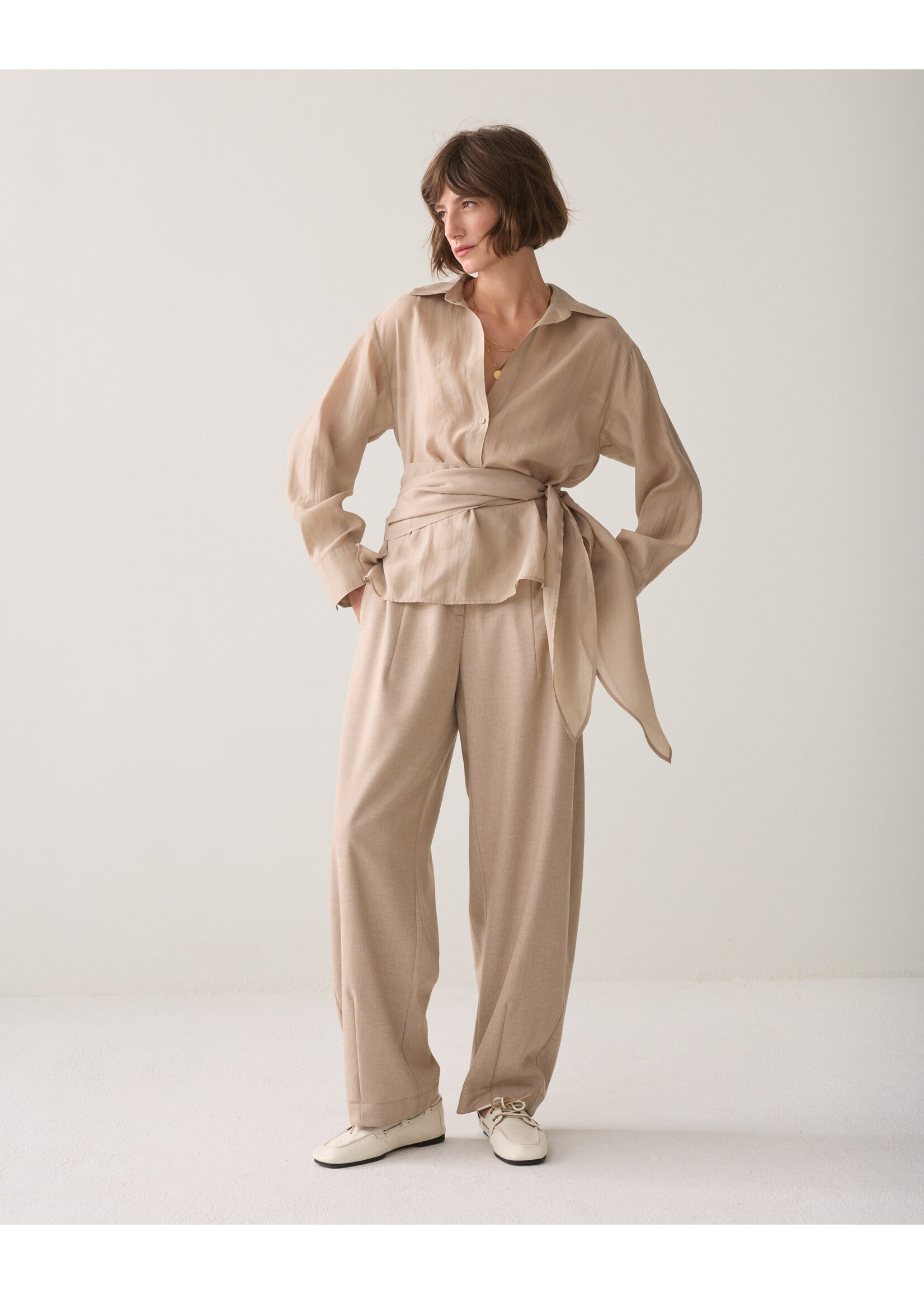 Summum Summum, Blouse wrap Lyocell blend, Light taupe, Size:
