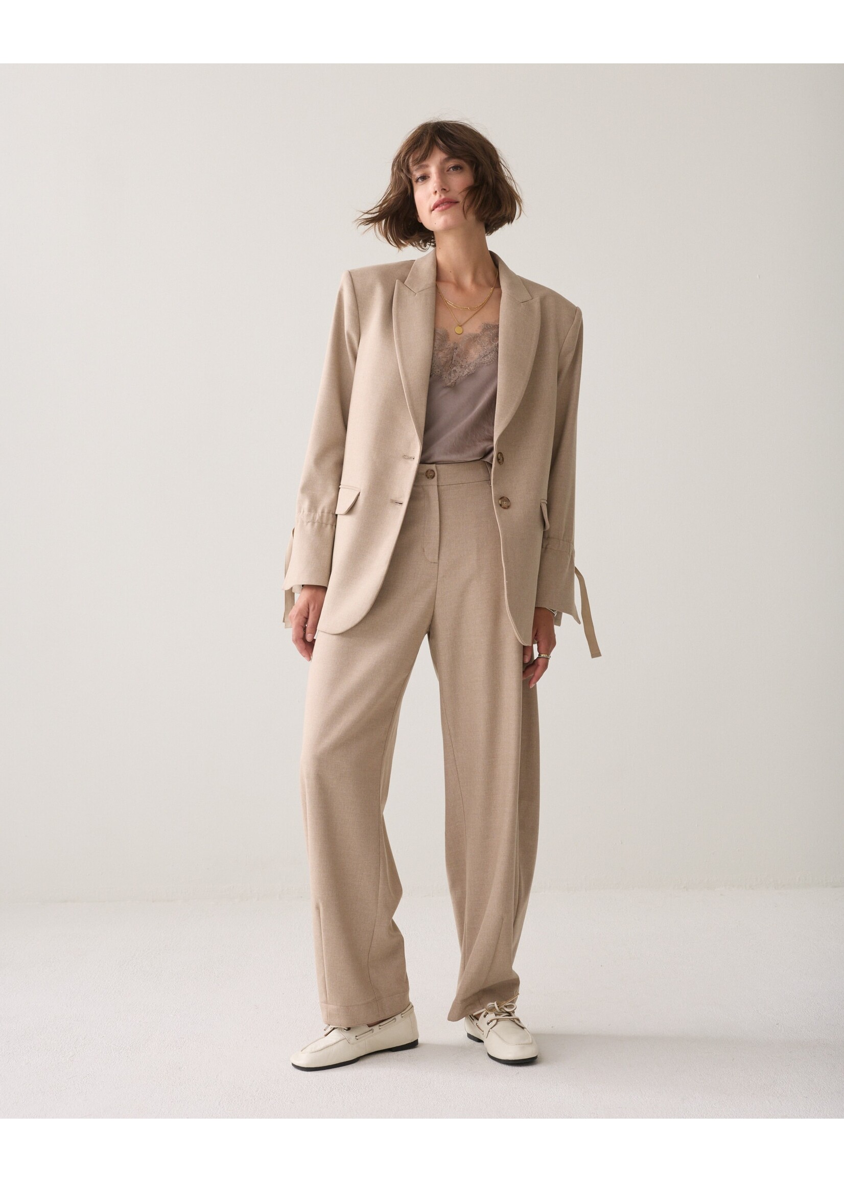 Summum Summum, Blazer Twill melange, Light taupe, Size: