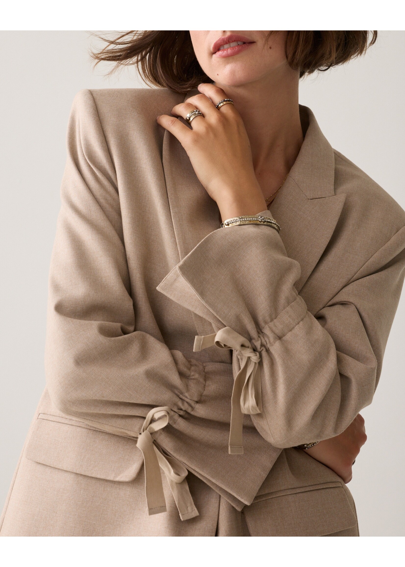 Summum Summum, Blazer Twill melange, Light taupe, Size: