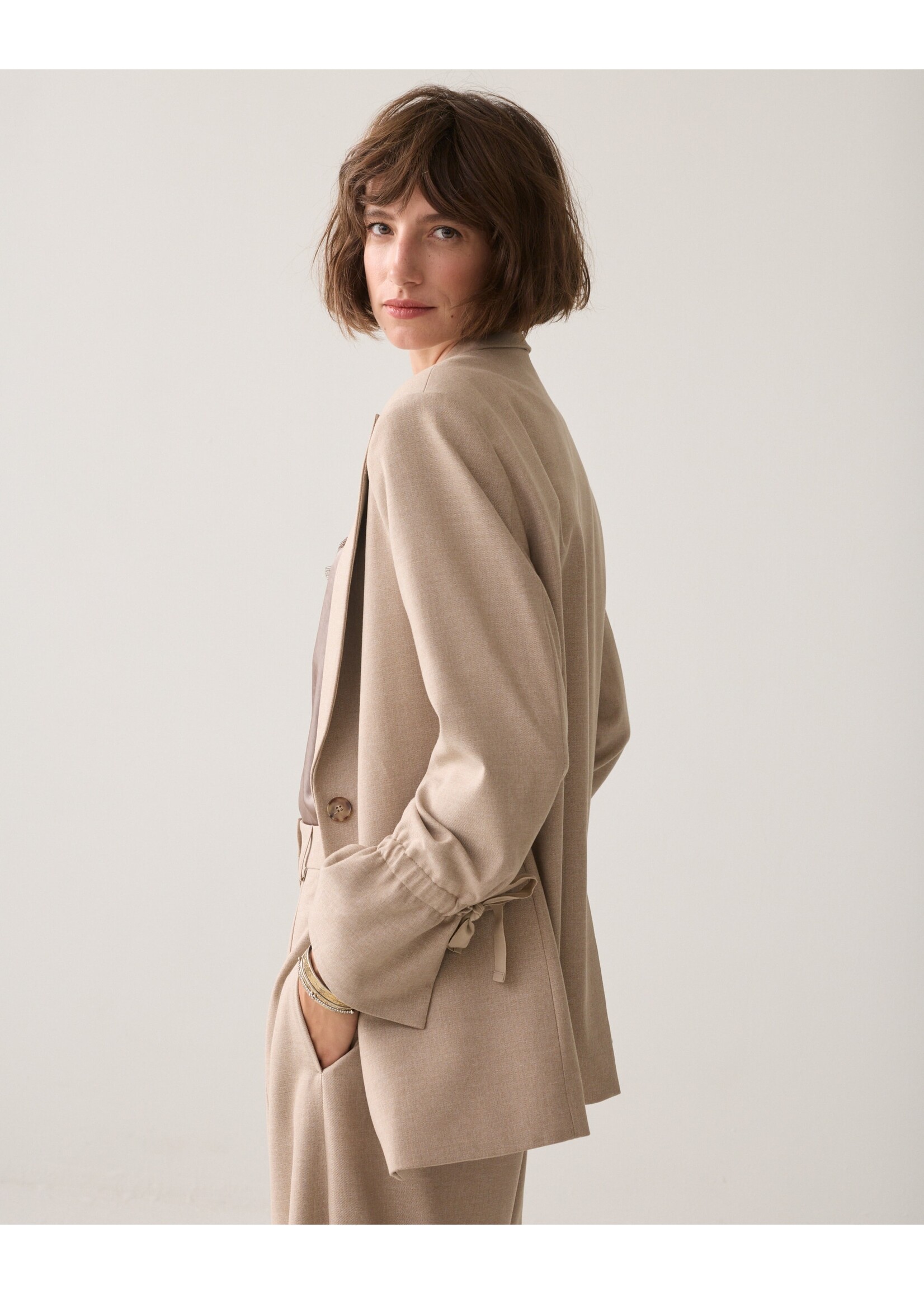 Summum Summum, Blazer Twill melange, Light taupe, Size: