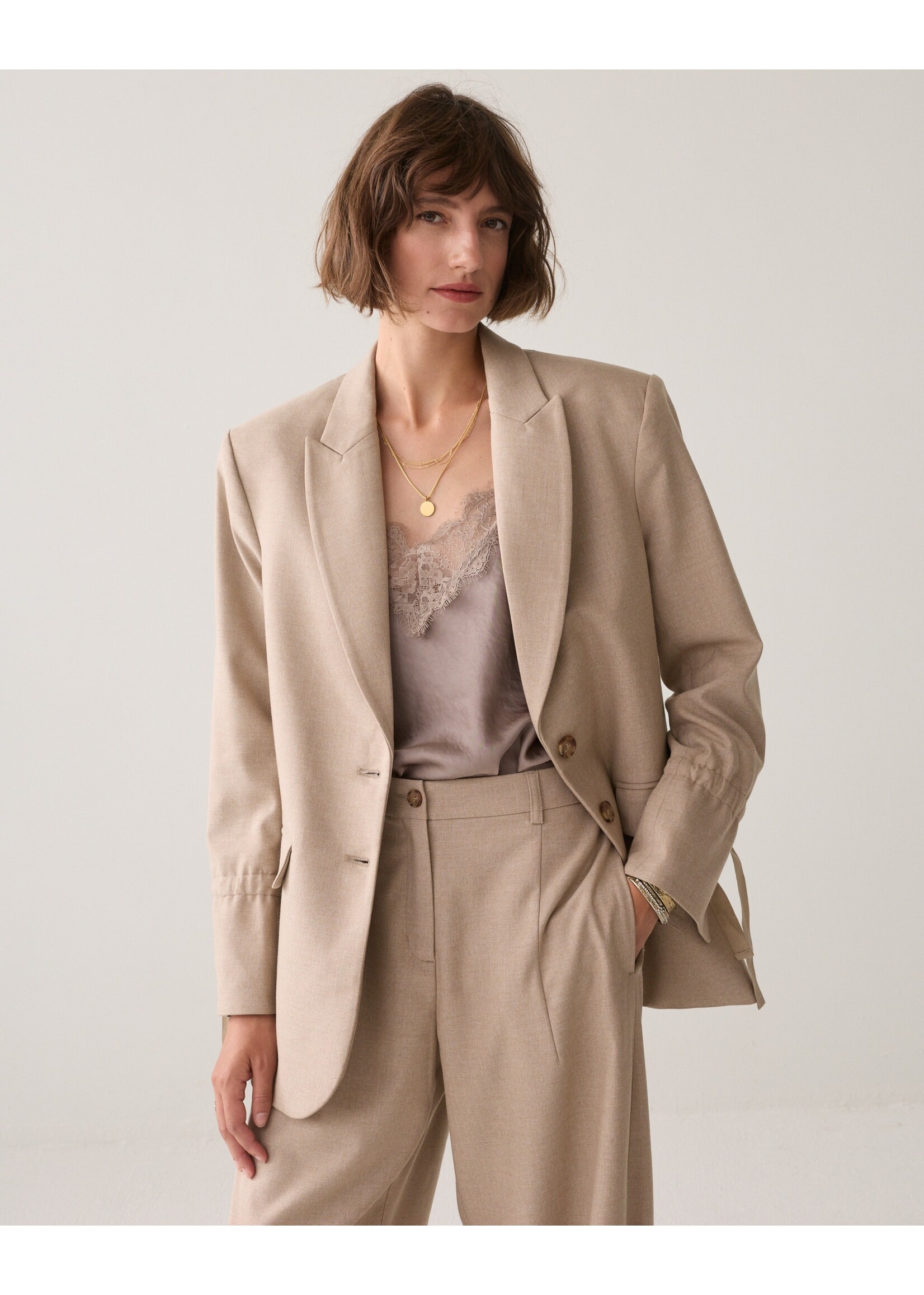 Summum Summum, Blazer Twill melange, Light taupe, Size: