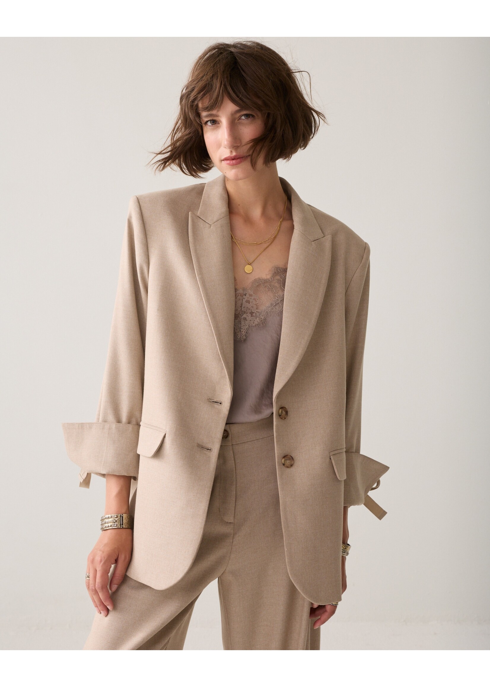 Summum Summum, Blazer Twill melange, Light taupe, Size: