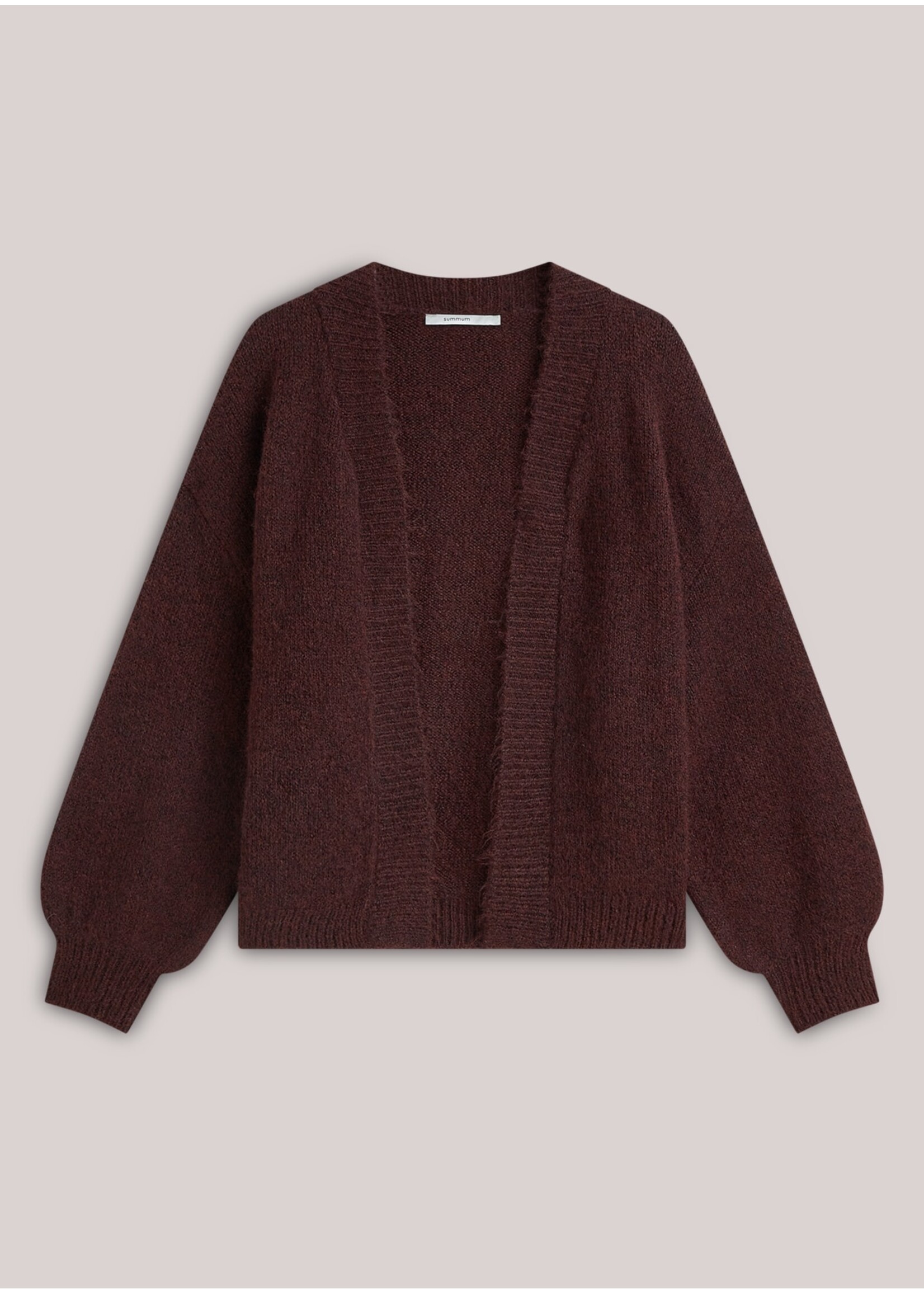 Summum Summum, Puff sleeve cardigan, Dark burgundy, Size:
