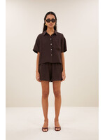 By-Bar By-Bar, lio linen shorts, Espresso, Size: