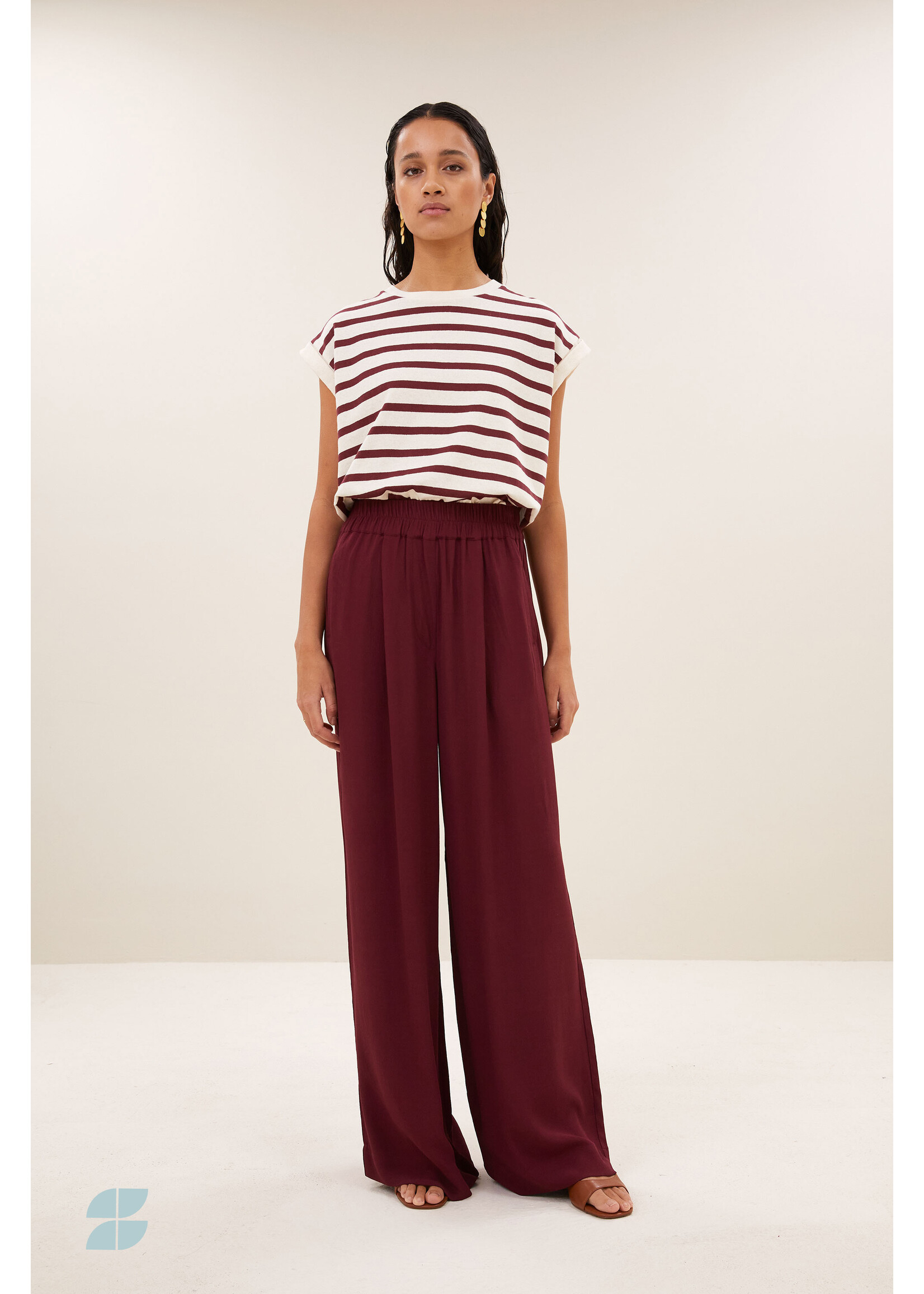 By-Bar By-Bar, benji viscose pants, Wine, Size: