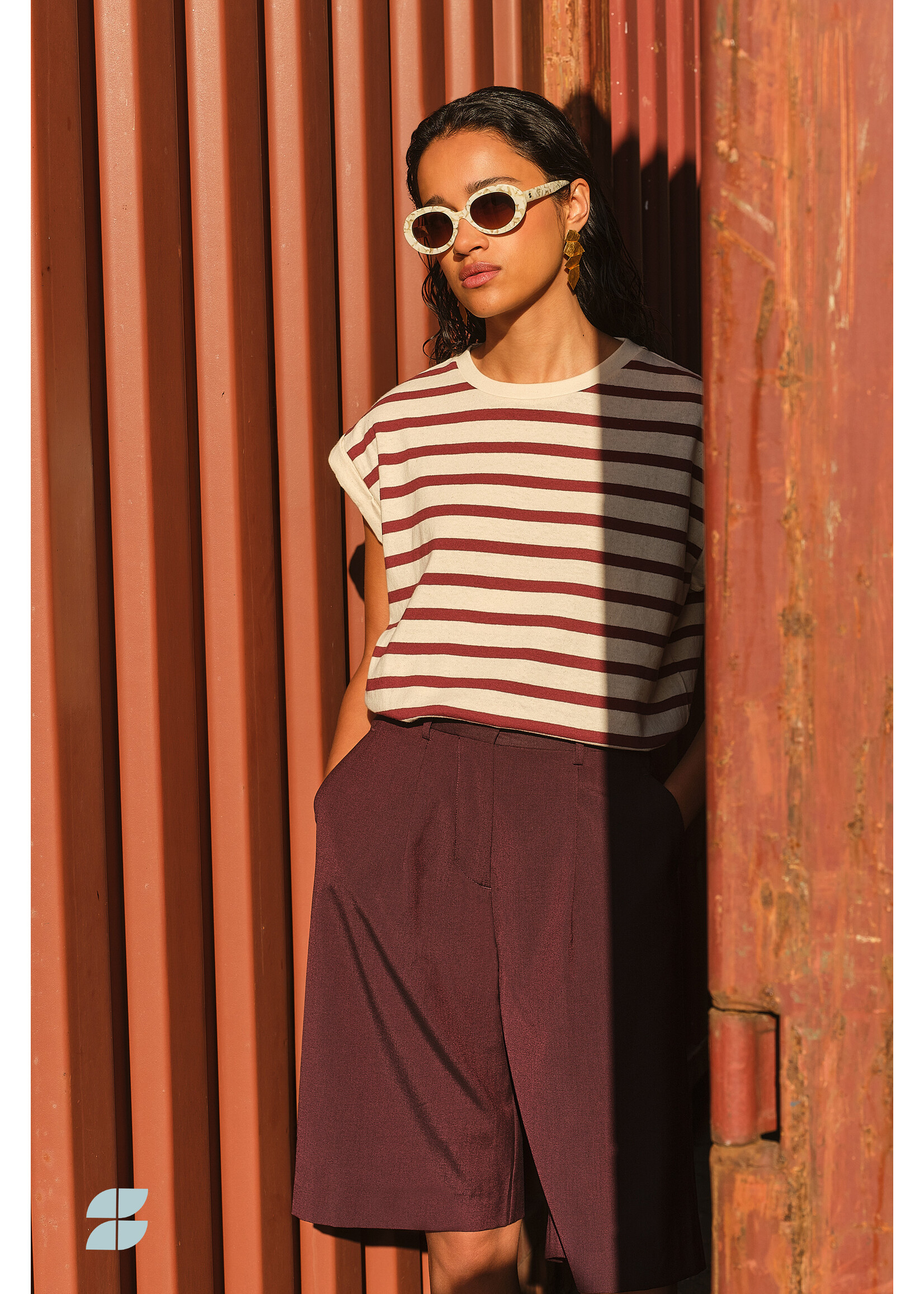 By-Bar By-Bar, tobi stripe top, Grain wine stripe, Size: