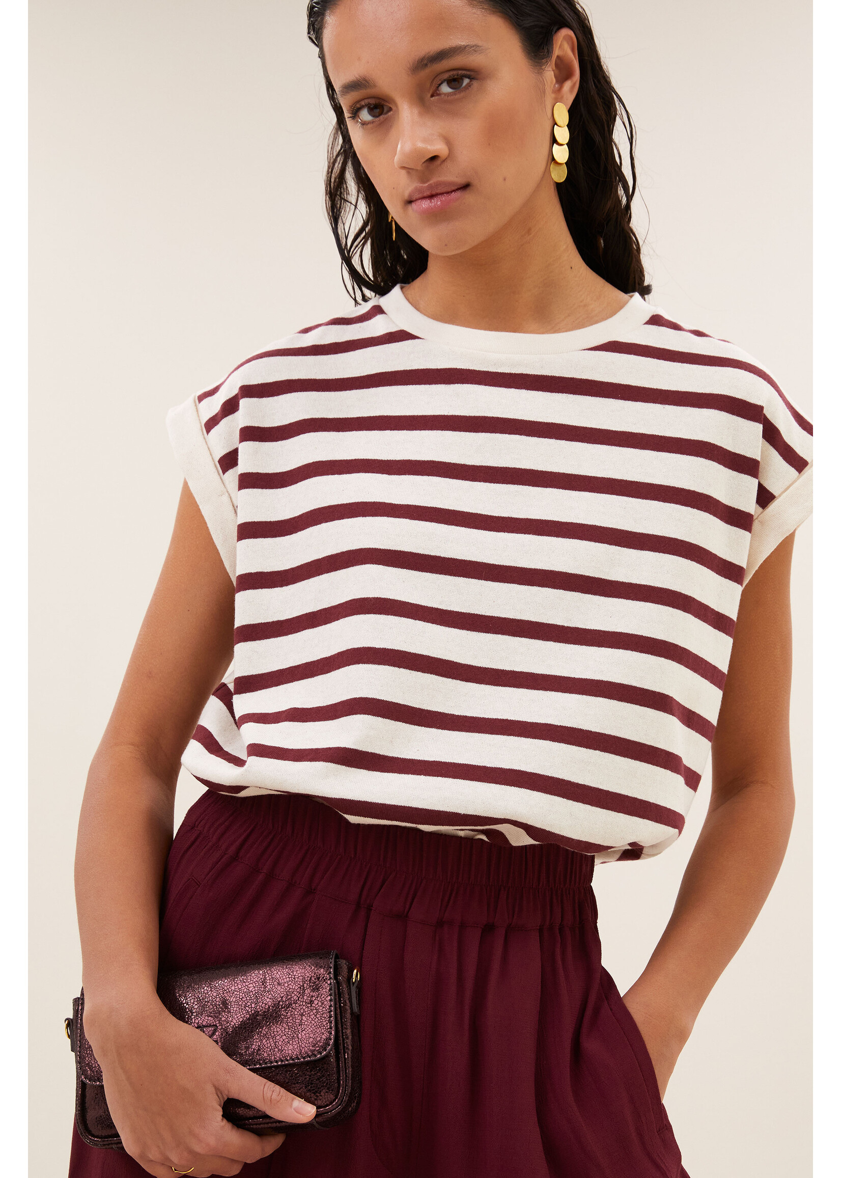 By-Bar By-Bar, tobi stripe top, Grain wine stripe, Size: