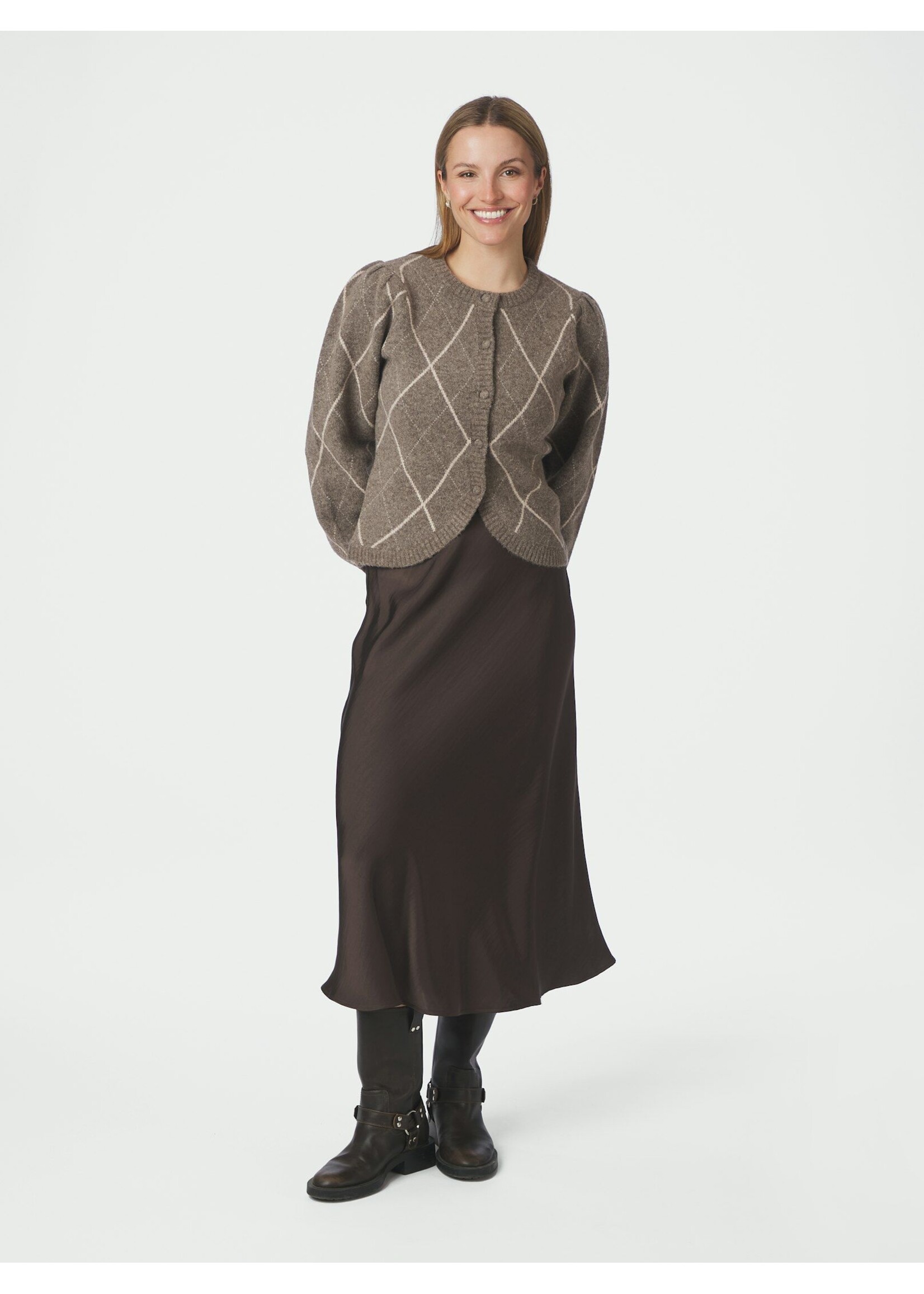 Neo Noir Neo Noir, Koteas Check Knit Cardigan, Taupe, Size: