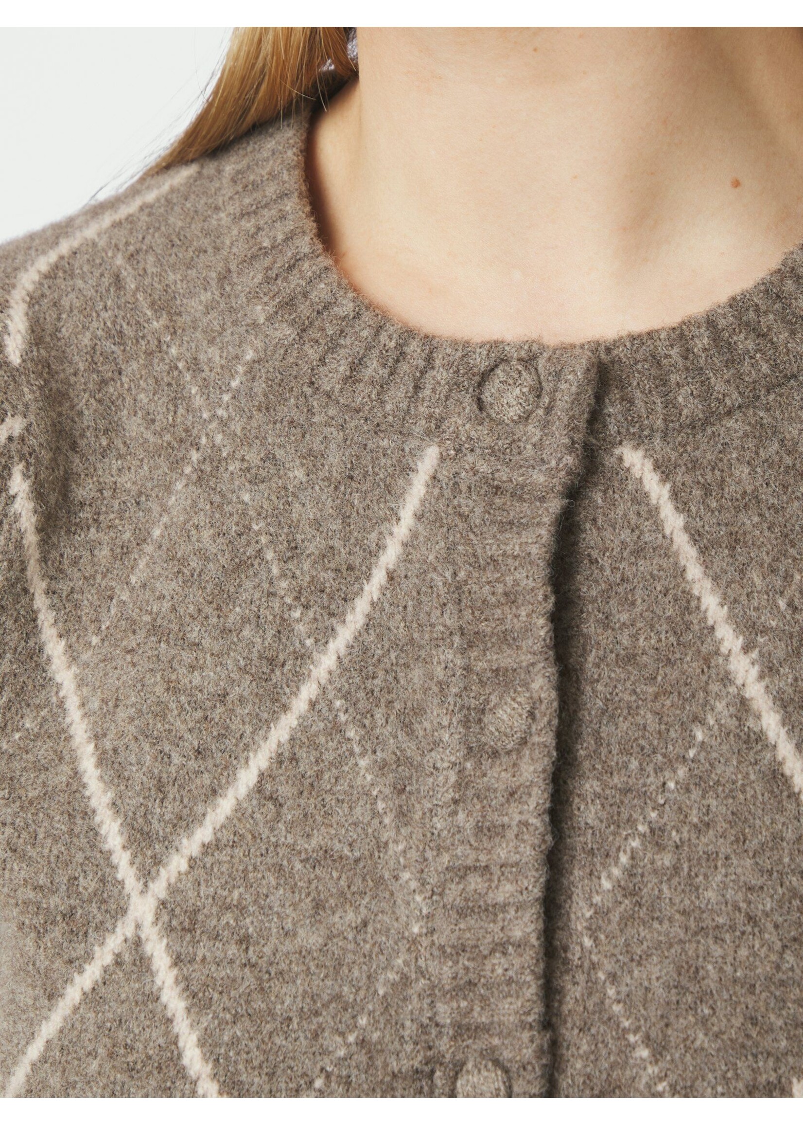 Neo Noir Neo Noir, Koteas Check Knit Cardigan, Taupe, Size: