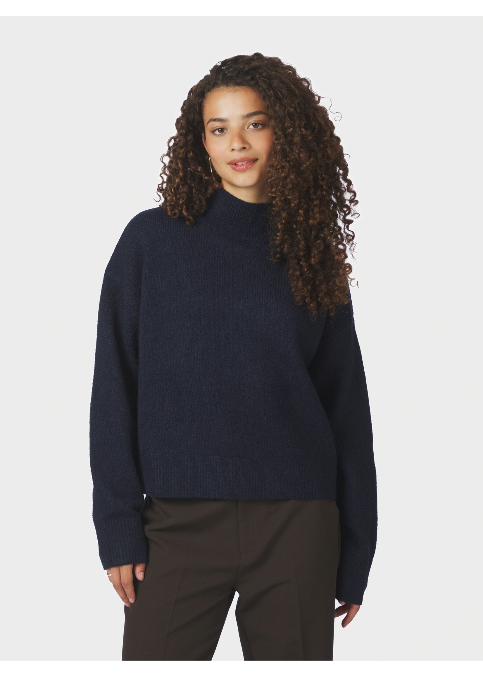 Neo Noir Neo Noir, Paulina Knit Blouse, Navy, Size: