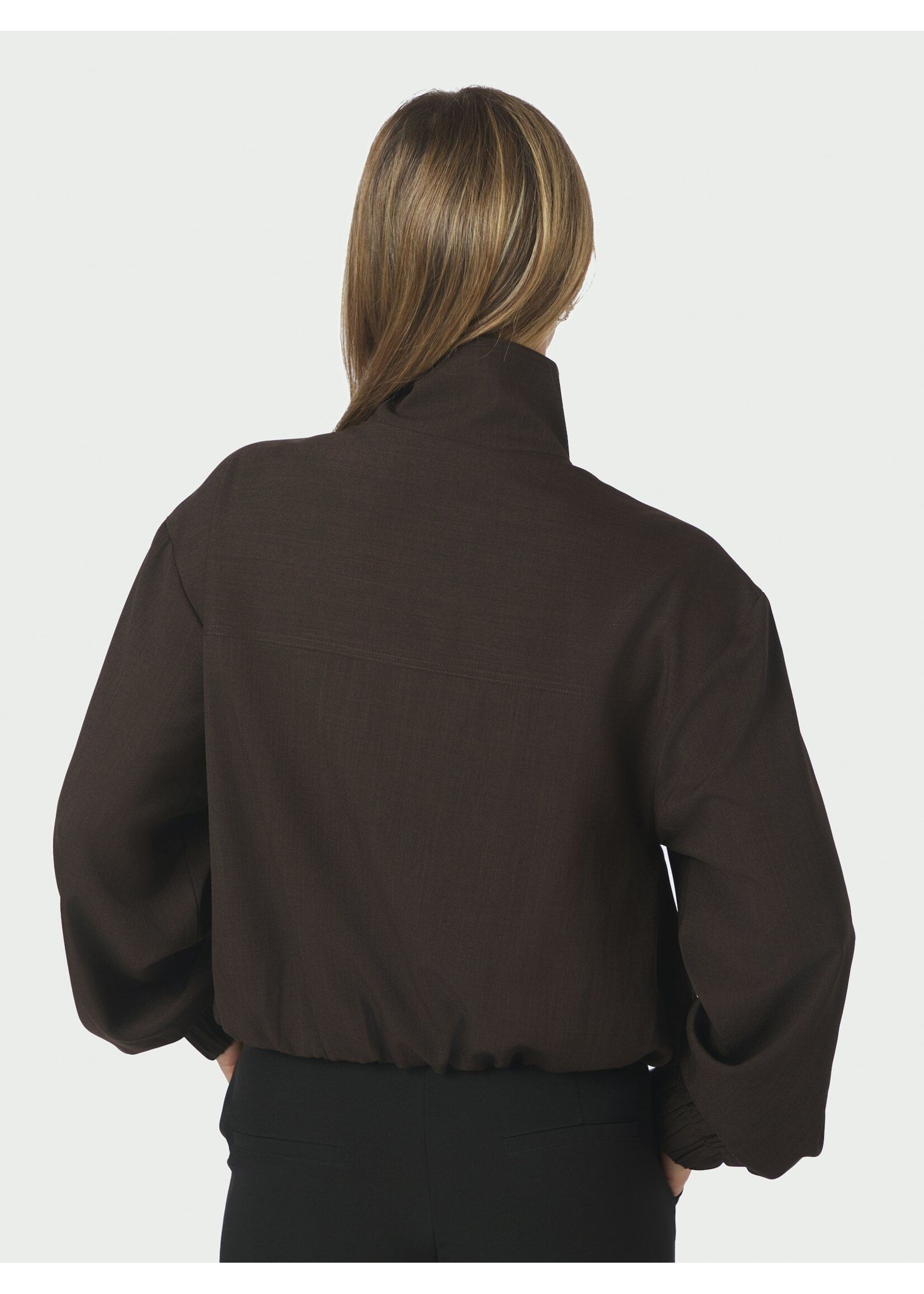 Neo Noir Neo Noir, Felicity Zip Blouse, Dark brown, size: