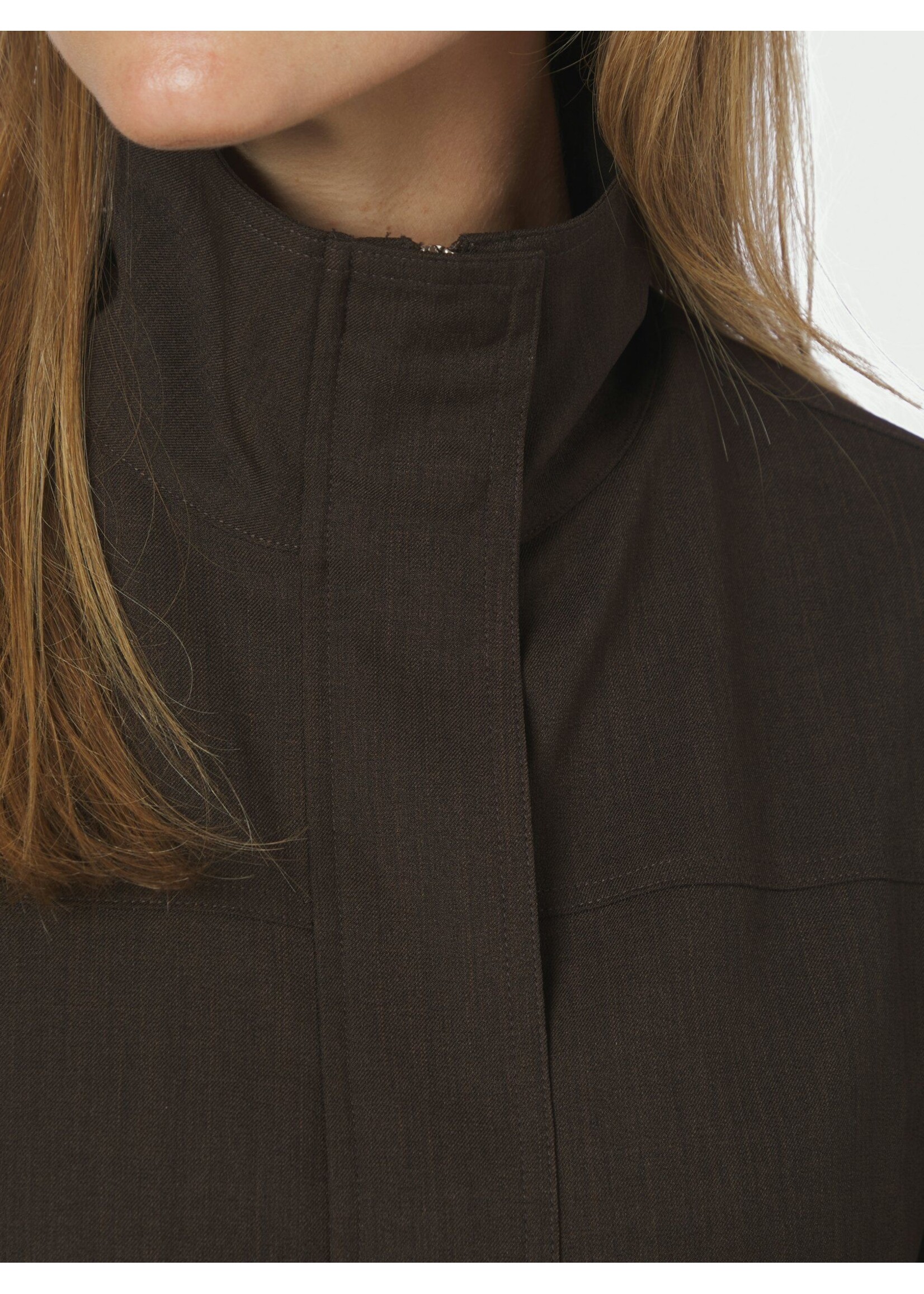 Neo Noir Neo Noir, Felicity Zip Blouse, Dark brown, size: