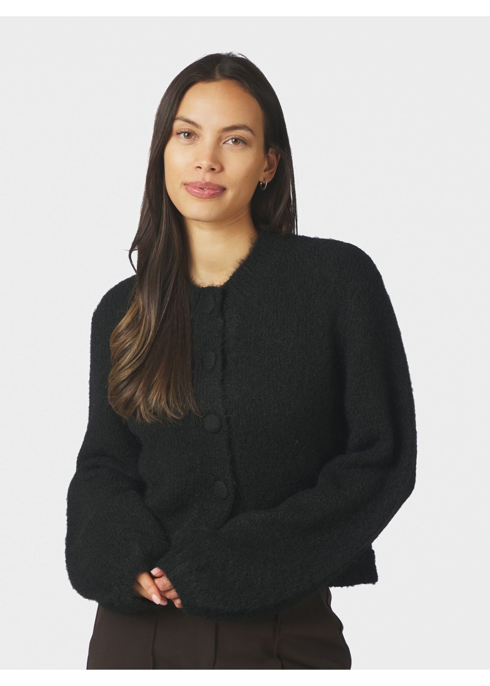 Neo Noir Neo Noir, Gio Fluffy Knit Cardigan, Black, Size: