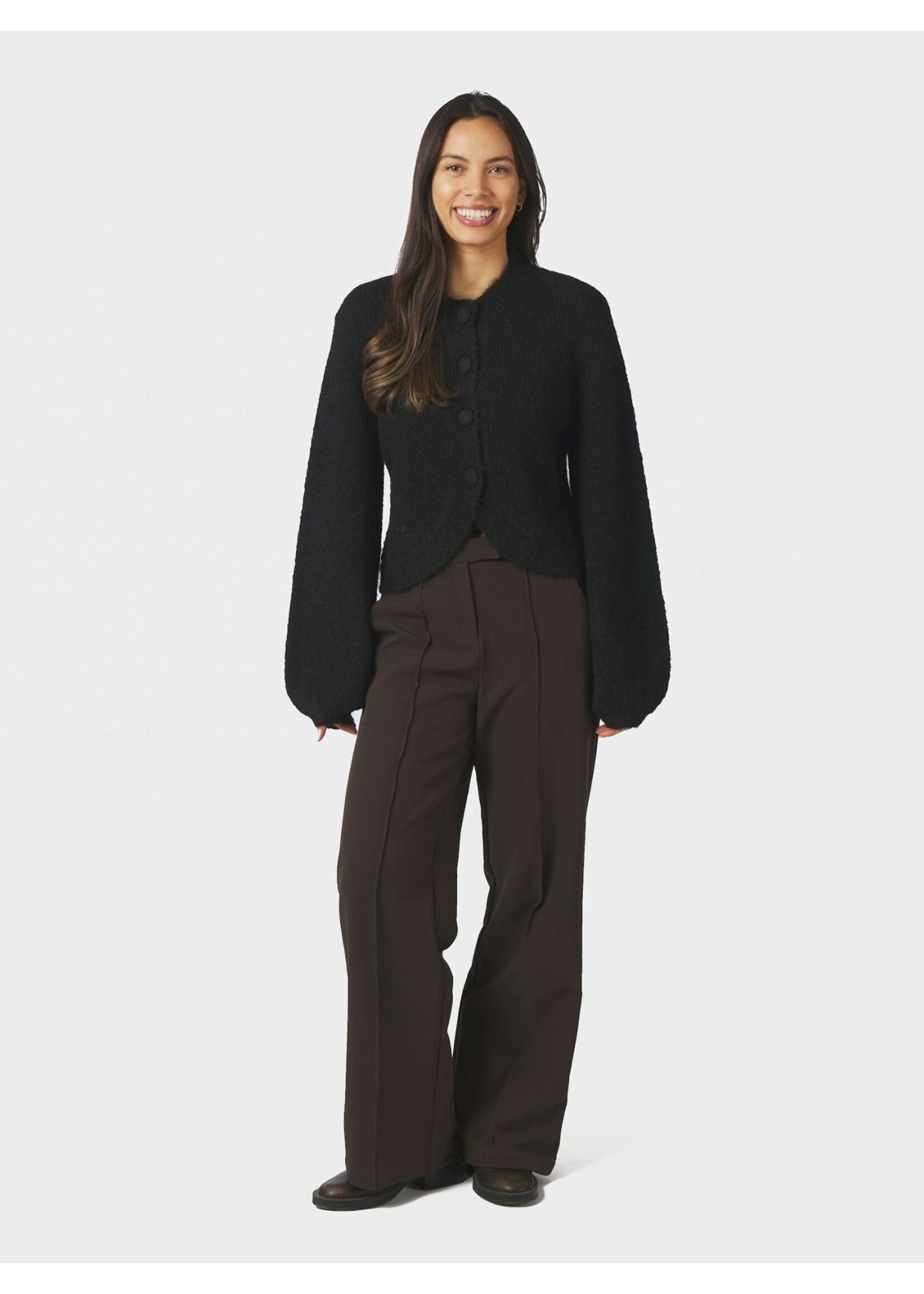 Neo Noir Neo Noir, Gio Fluffy Knit Cardigan, Black, Size: