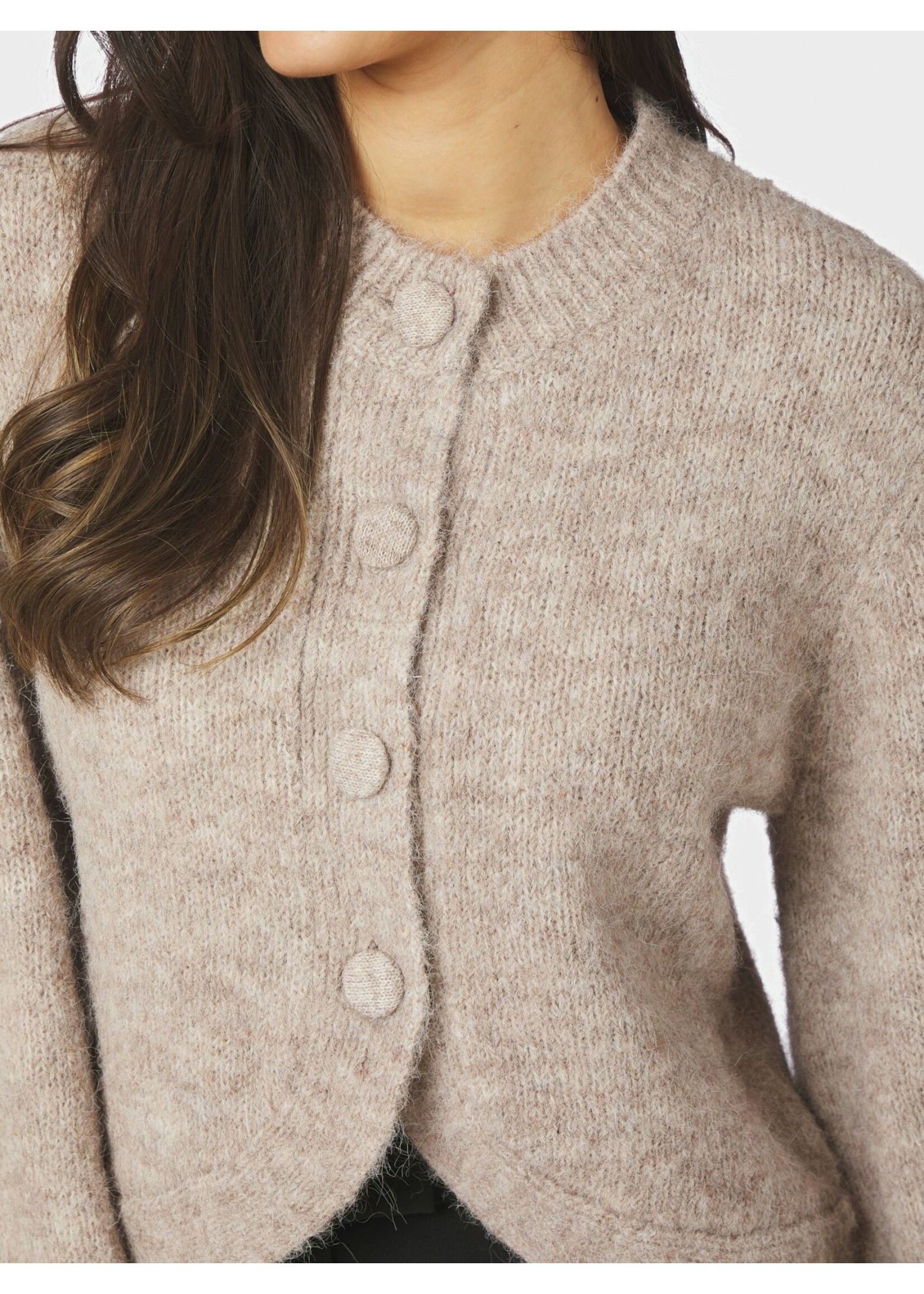 Neo Noir Neo Noir, Gio Fluffy Knit Cardigan, Beige melange, Size: