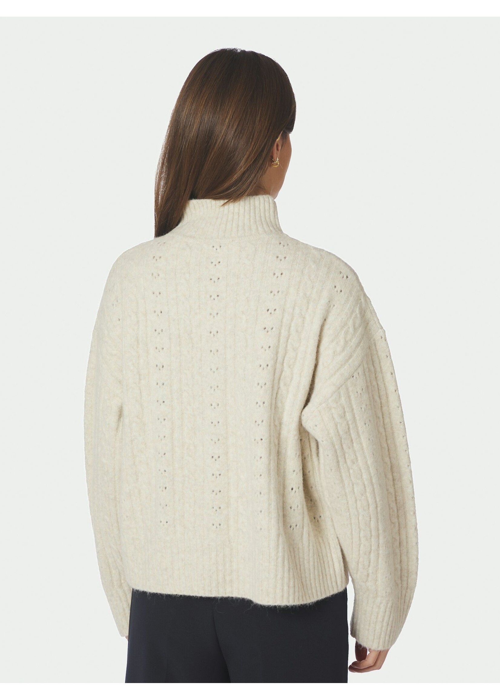Neo Noir Neo Noir, Anda Cable Knit Blouse, Ivory, Size: