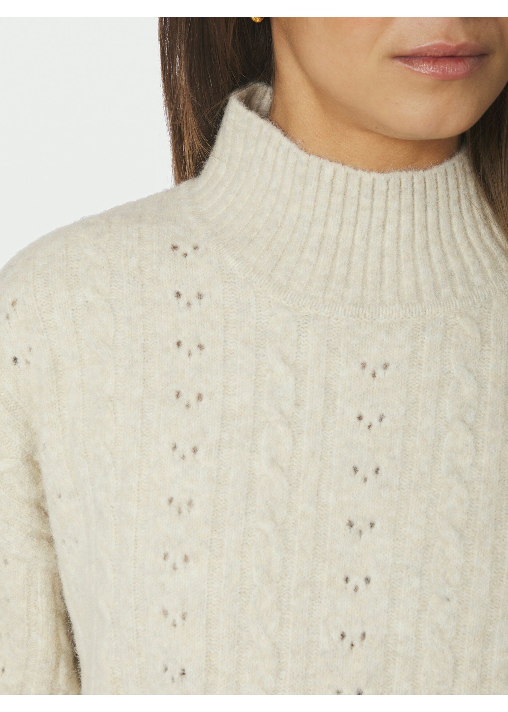 Neo Noir Neo Noir, Anda Cable Knit Blouse, Ivory, Size: