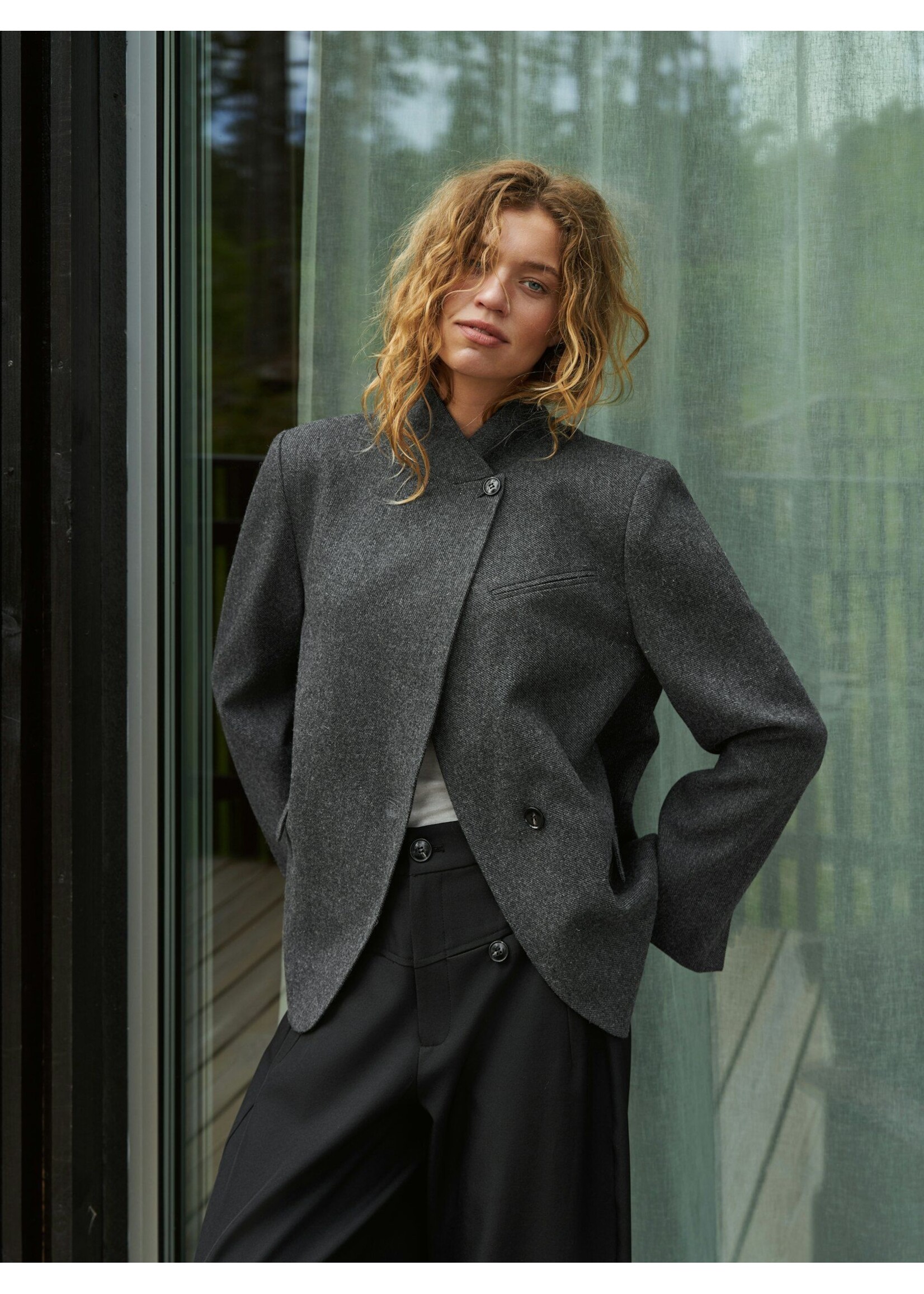 Neo Noir Neo Noir, Nerine Structure Twill Blazer, Antracit, Size: