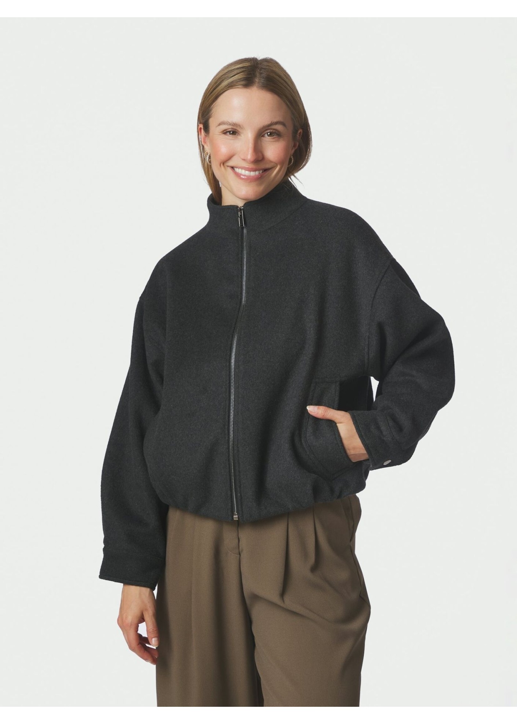 Neo Noir Neo Noir, Florine Wool Bomber Jacket, Antracit, size: