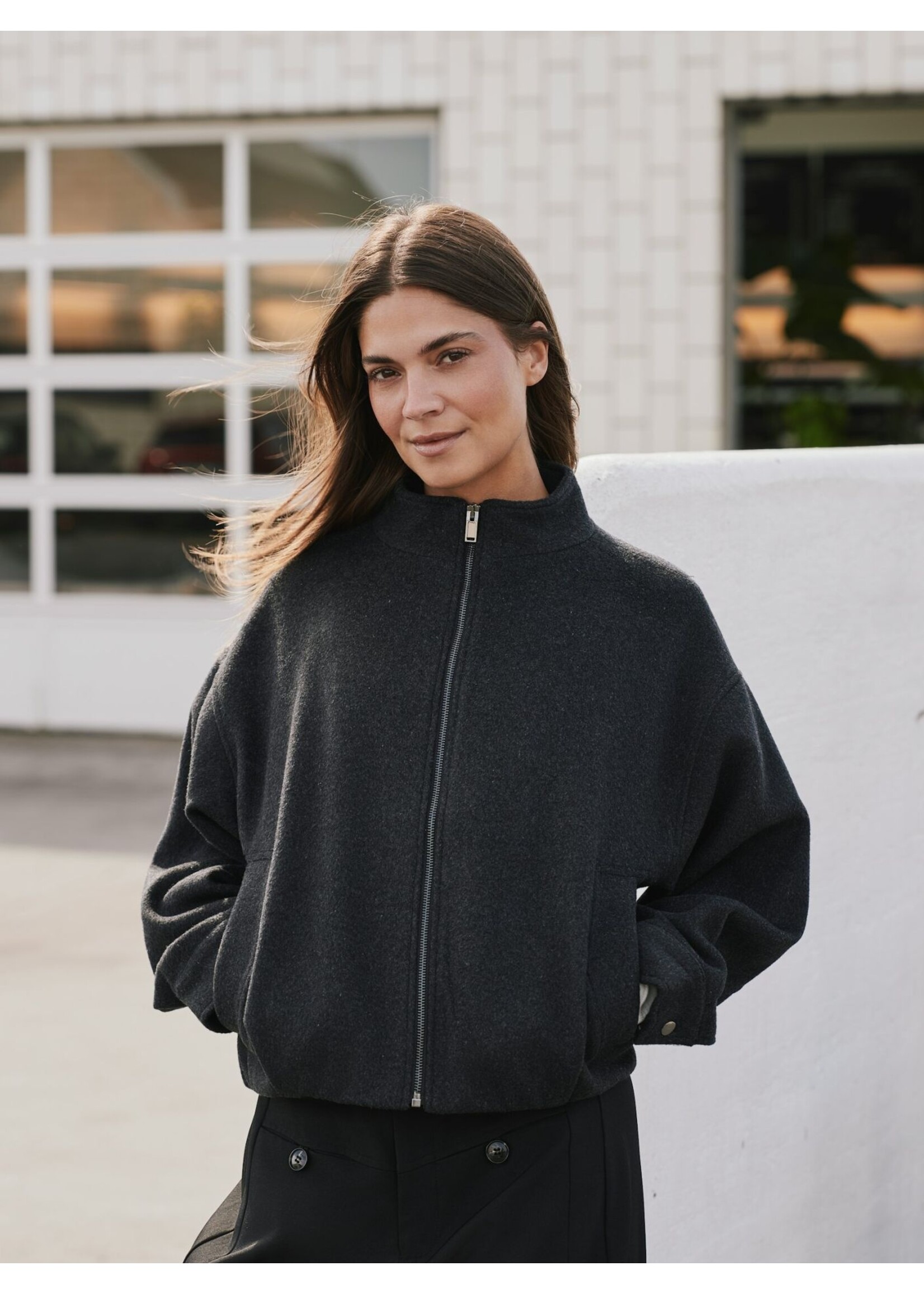 Neo Noir Neo Noir, Florine Wool Bomber Jacket, Antracit, size: