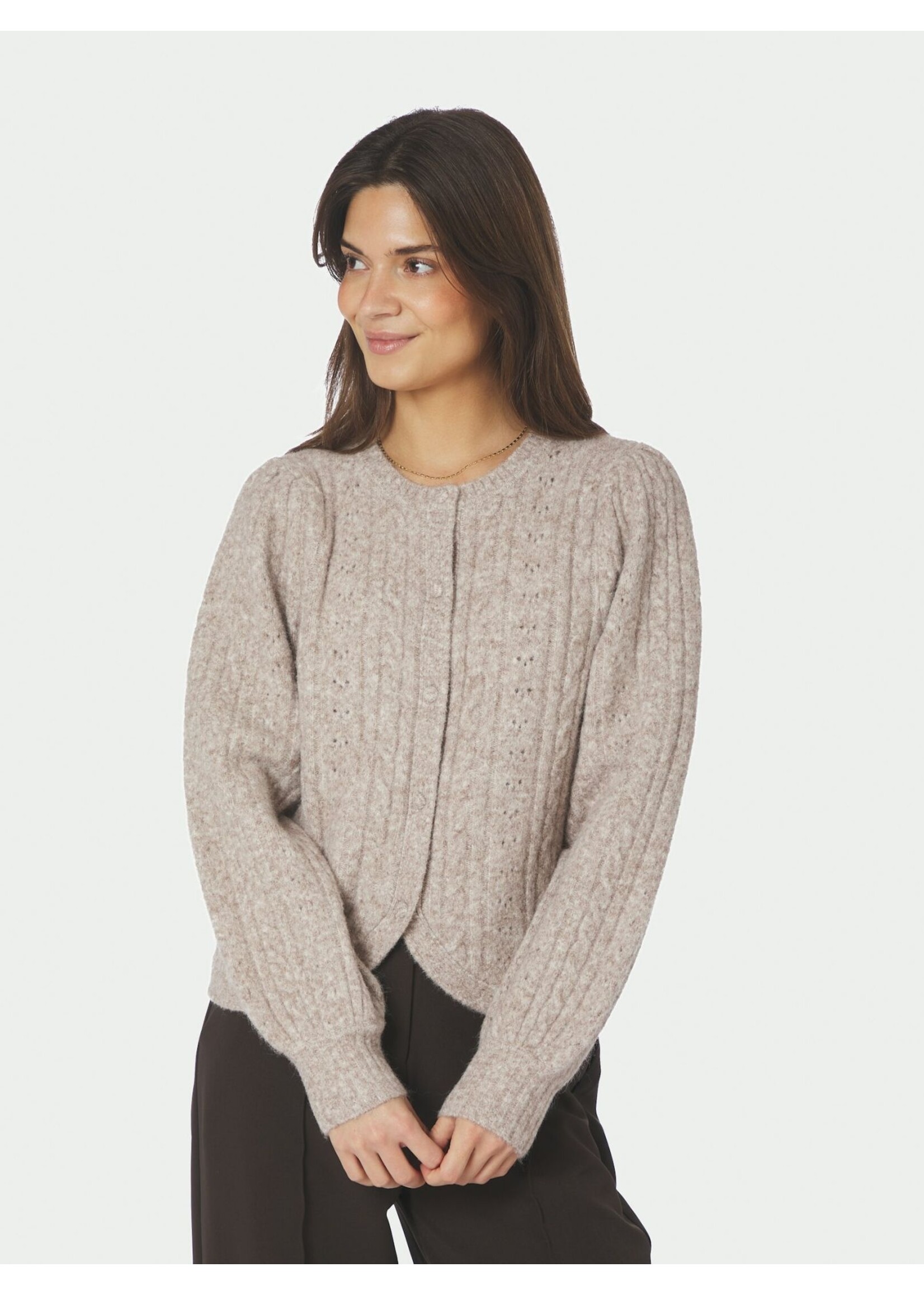 Neo Noir Neo Noir, Koteas Cable Knit Cardigan, Beige melange, Size: