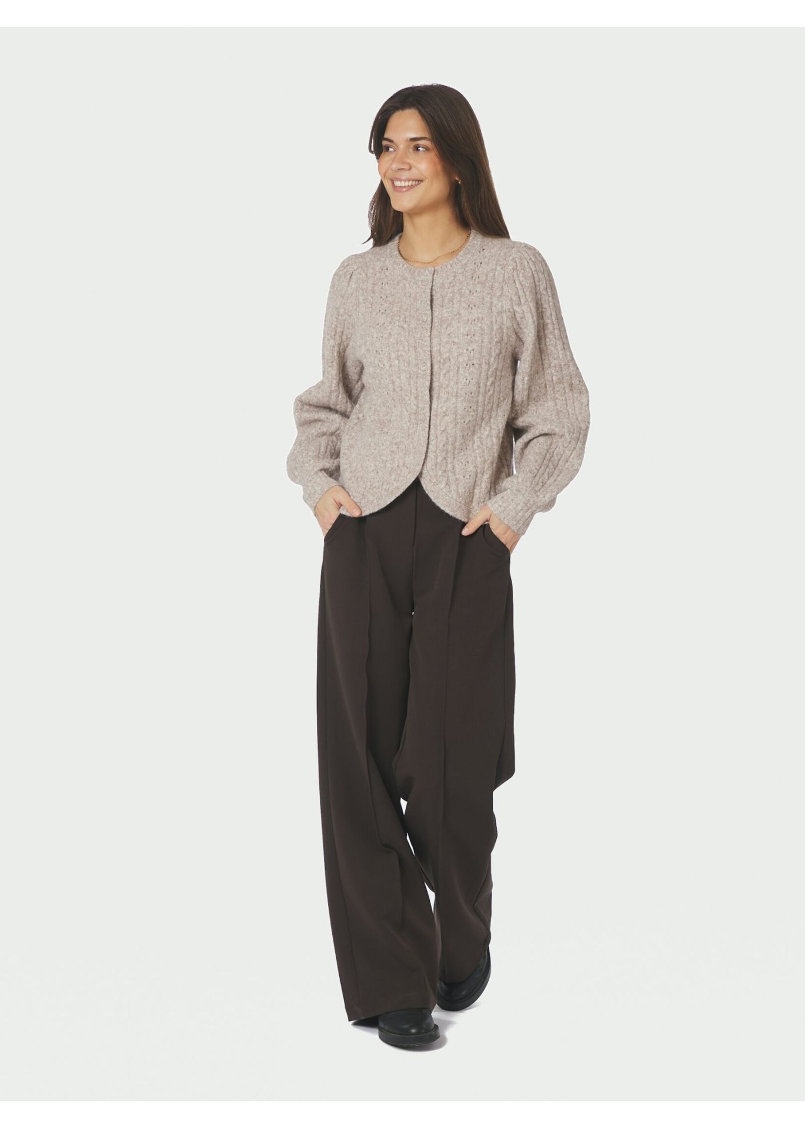 Neo Noir Neo Noir, Koteas Cable Knit Cardigan, Beige melange, Size: