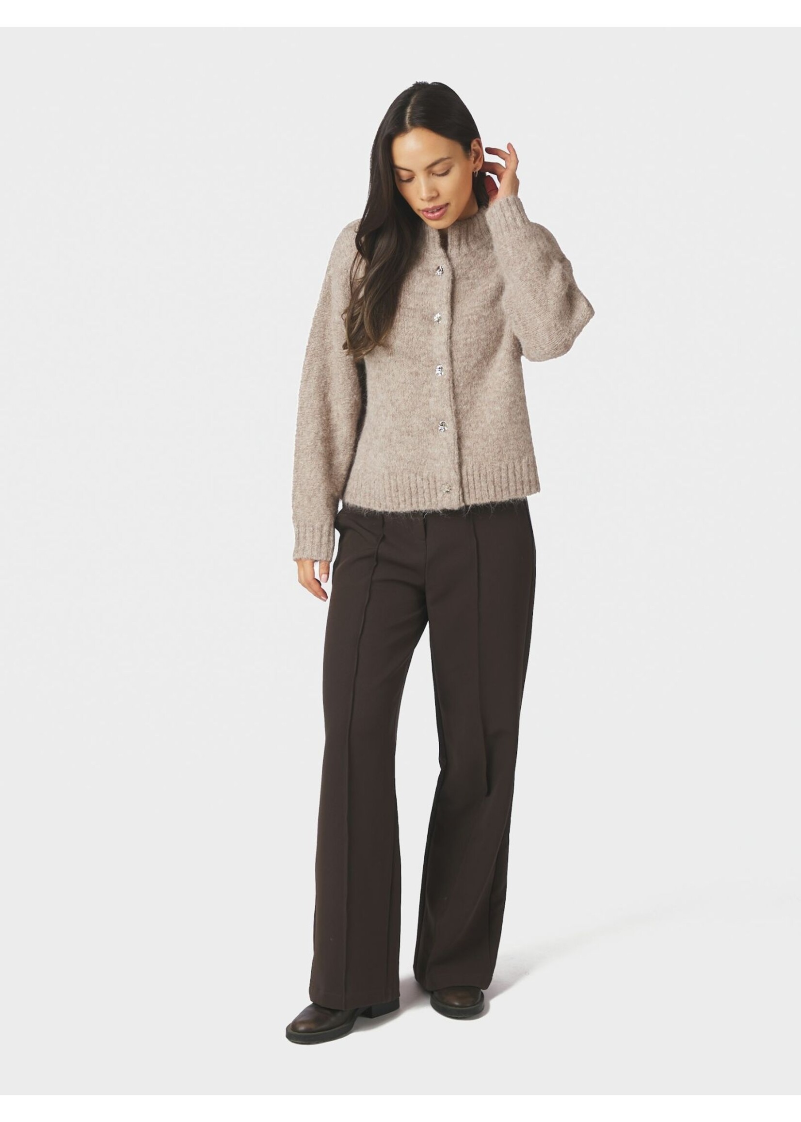 Neo Noir Neo Noir, Taura Fluffy Knit Cardigan , Beige melange, Size: