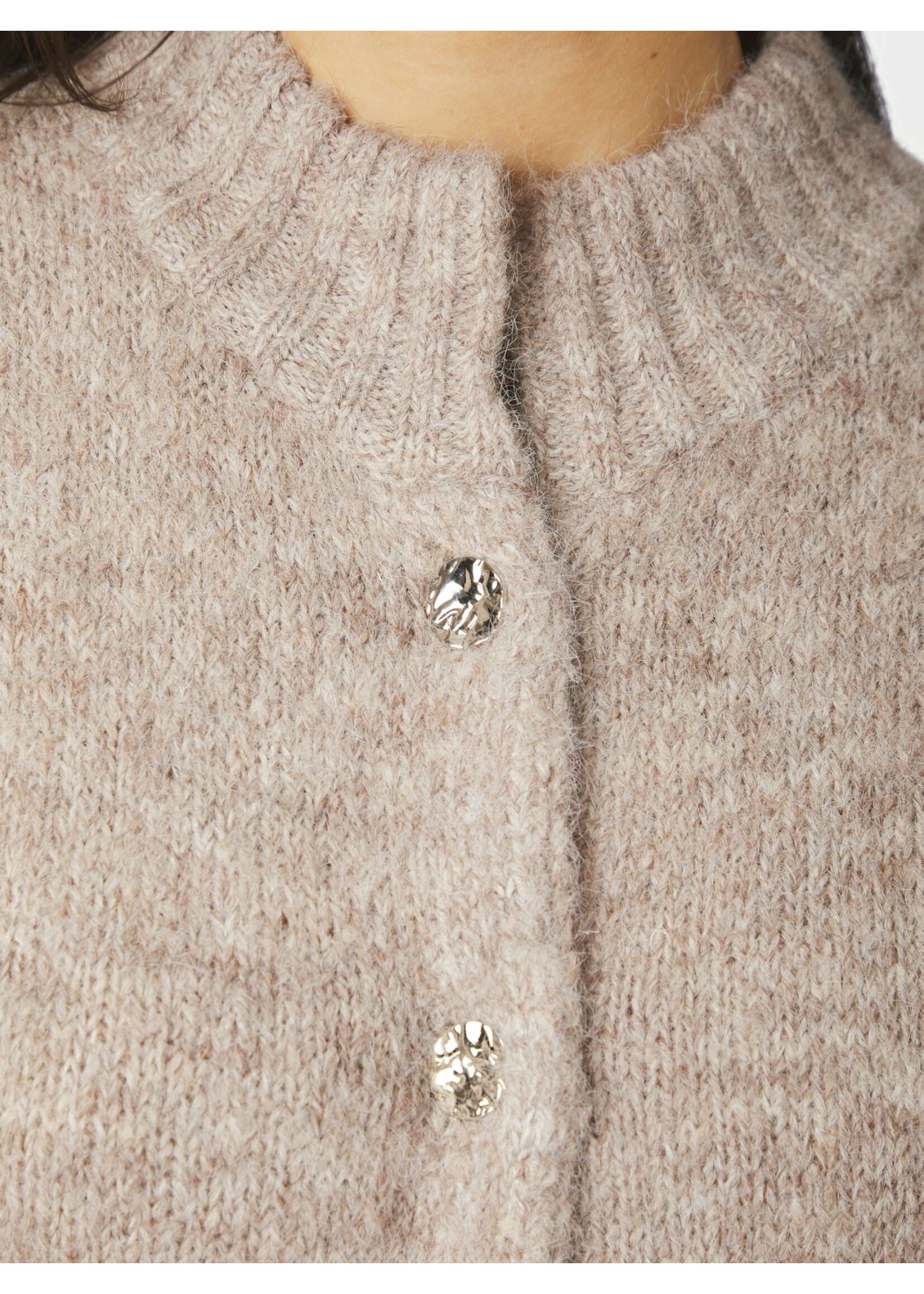 Neo Noir Neo Noir, Taura Fluffy Knit Cardigan , Beige melange, Size:
