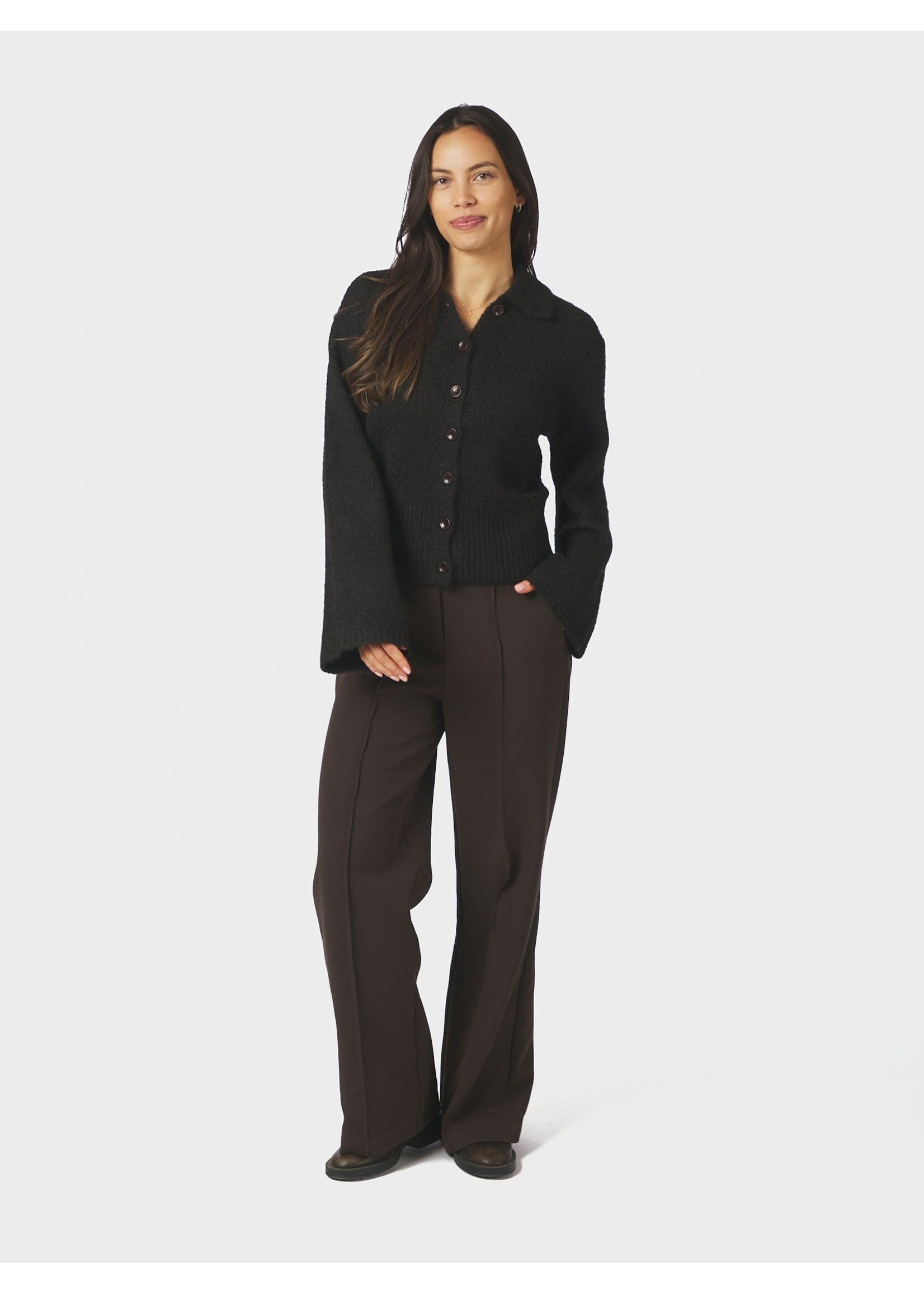 Neo Noir Neo Noir, Ramera Fluffy Knit Cardigan, Dark brown, Size: