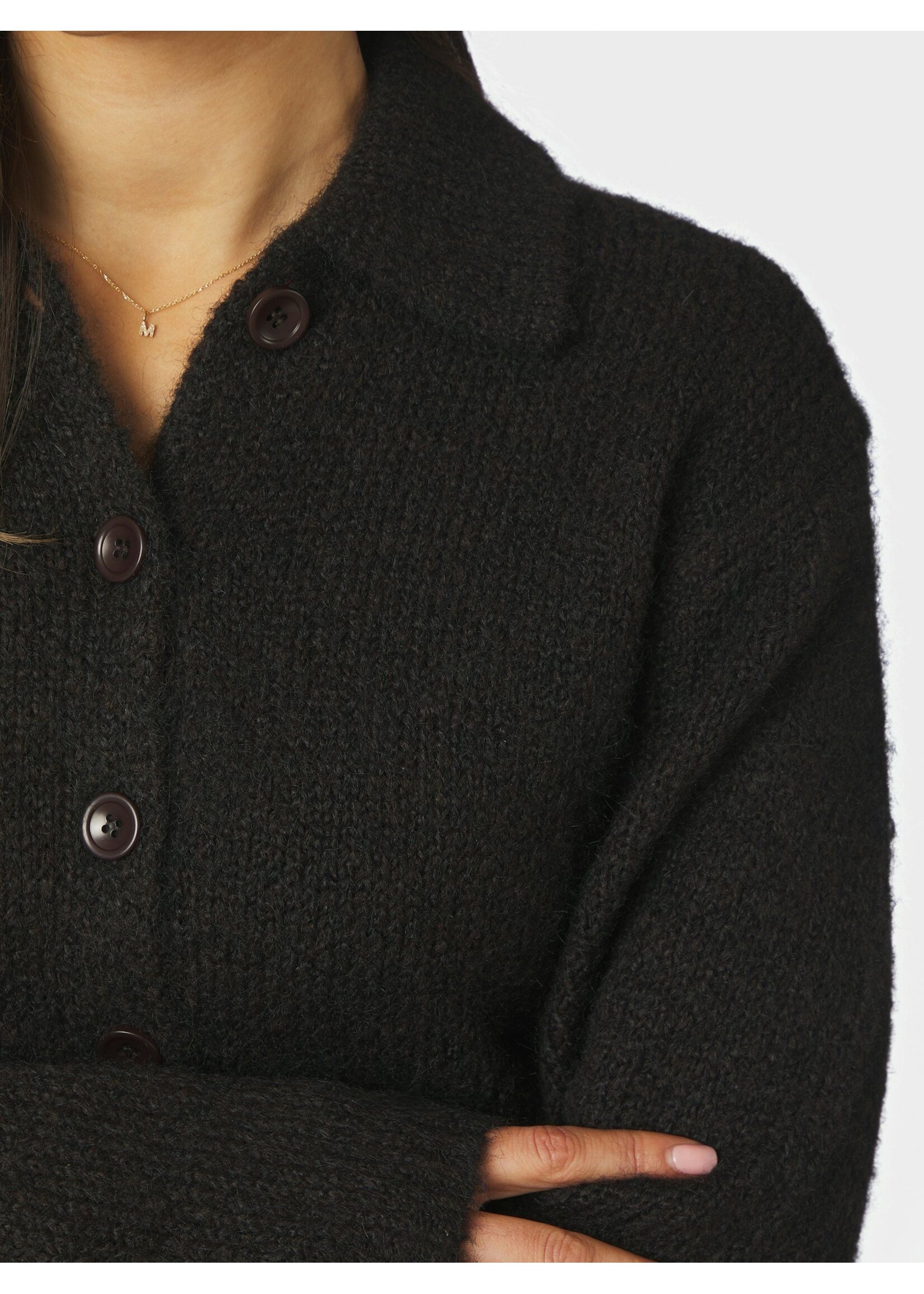 Neo Noir Neo Noir, Ramera Fluffy Knit Cardigan, Dark brown, Size: