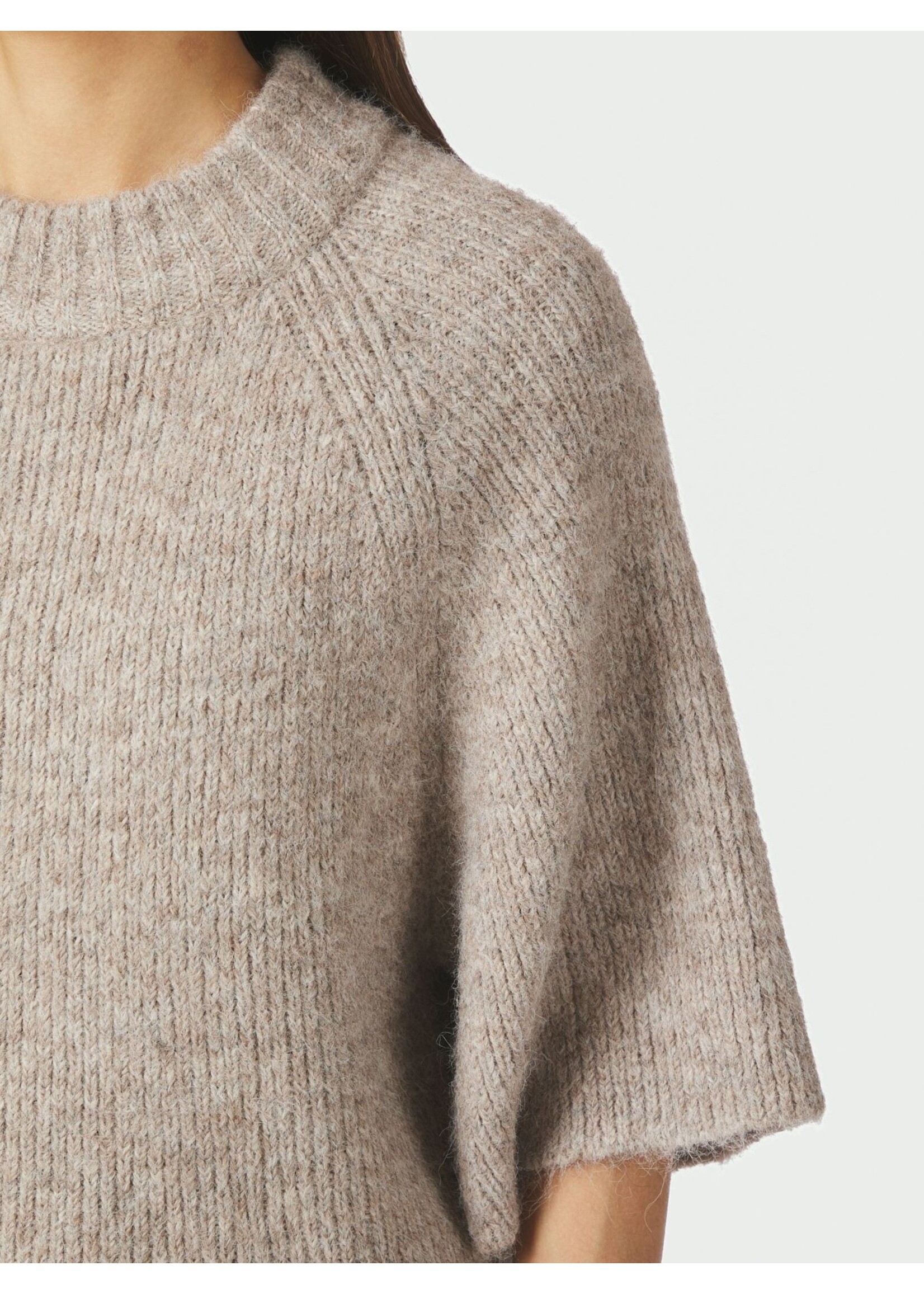 Neo Noir Neo Noir, Bandi Fluffy Knit Blouse, Beige melange, size: