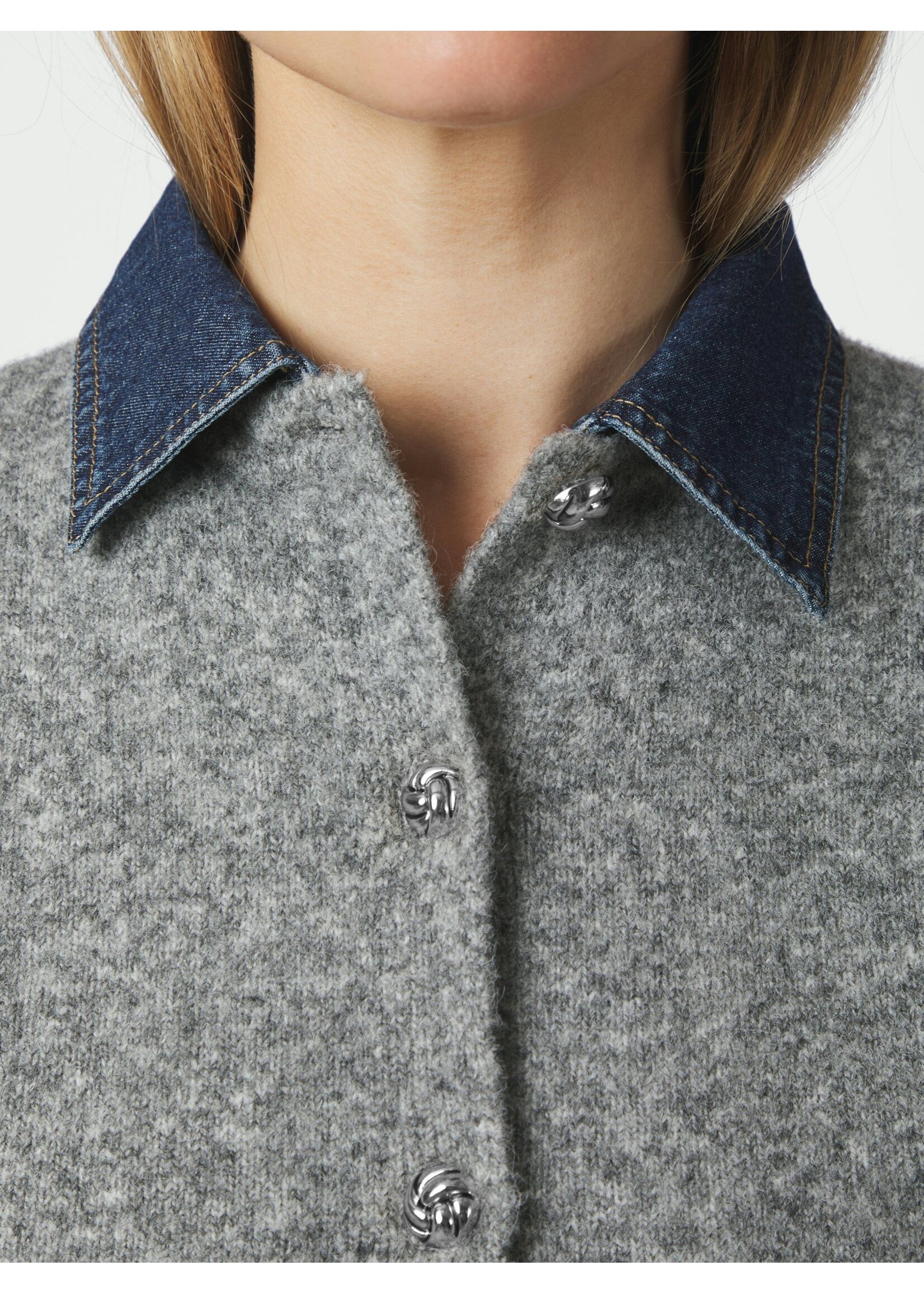 Neo Noir Neo Noir, Amoria Knit Cardigan, Grey melange, size: