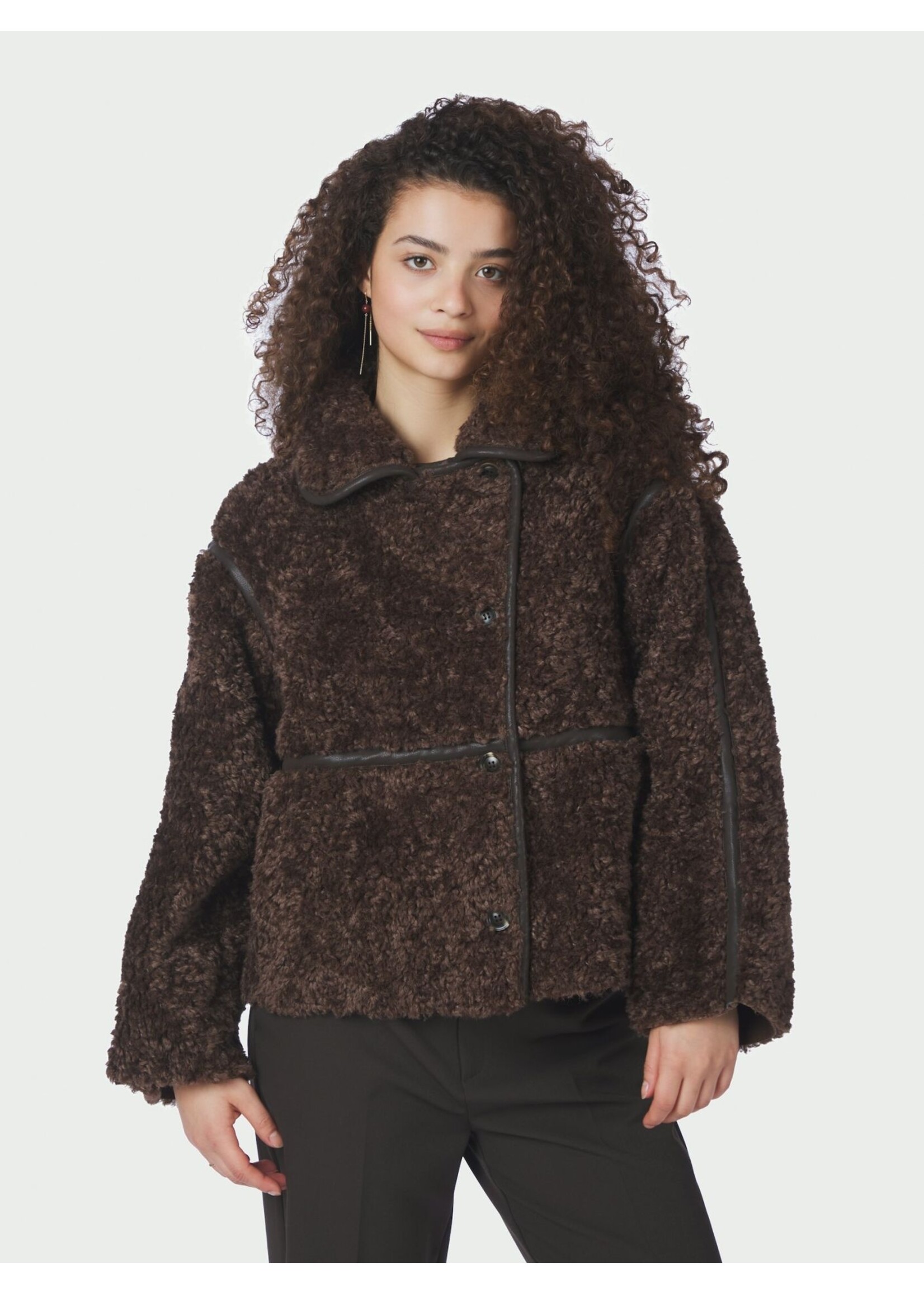 Neo Noir Neo Noir, Castor Faux Fur Jacket, Dark brown, Size: