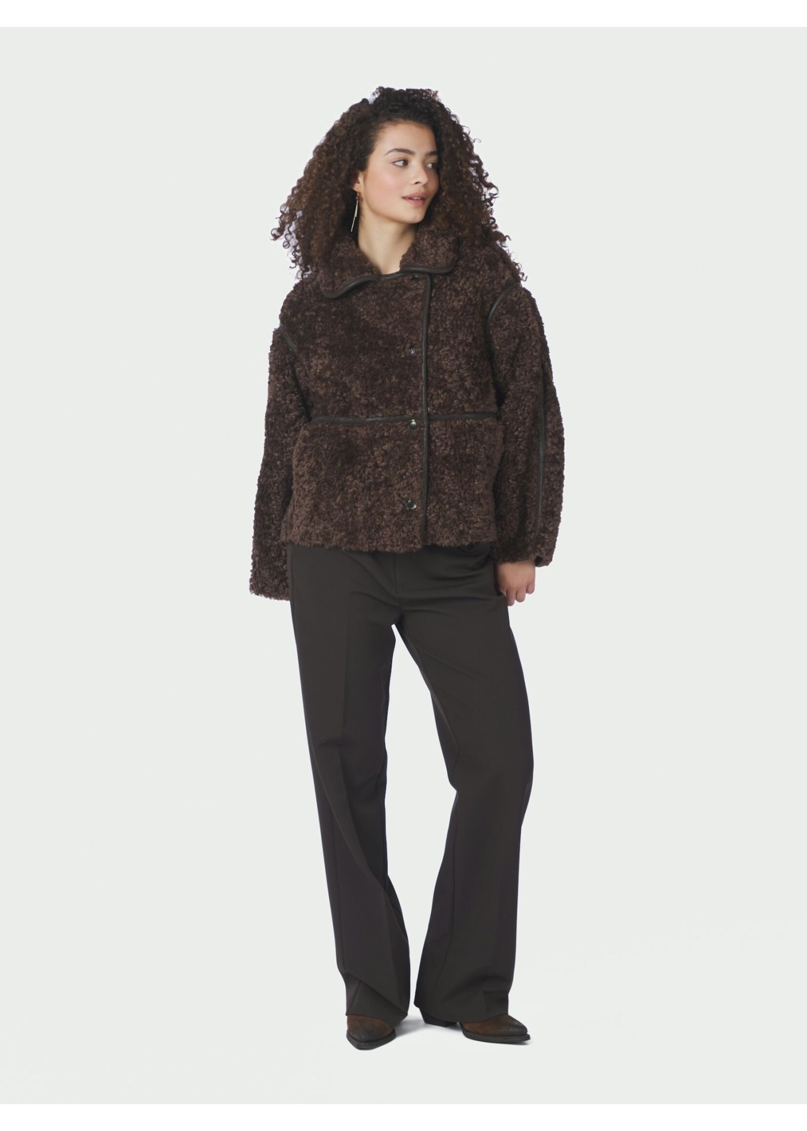 Neo Noir Neo Noir, Castor Faux Fur Jacket, Dark brown, Size: