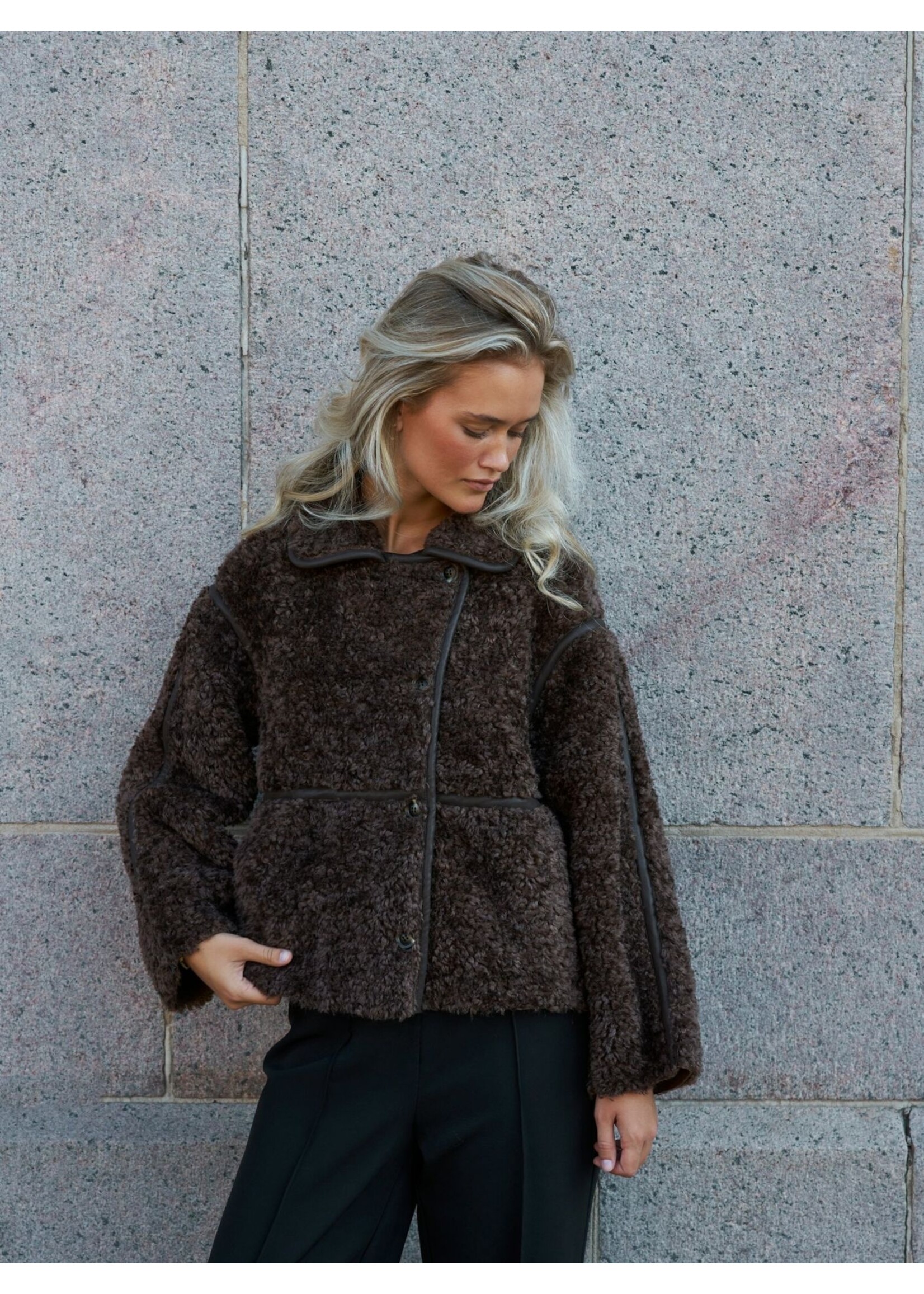 Neo Noir Neo Noir, Castor Faux Fur Jacket, Dark brown, Size: