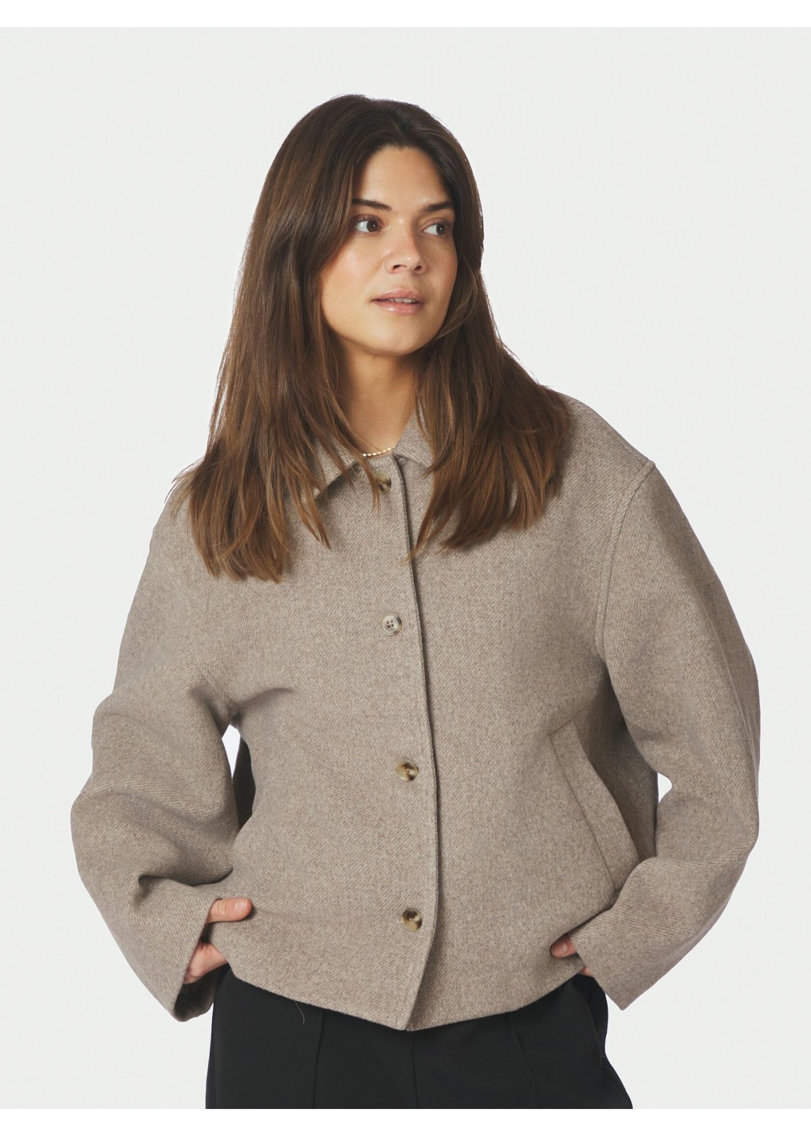 Neo Noir Neo Noir, Hamra Herringbone Twill Jacket, Beige melange, Size: